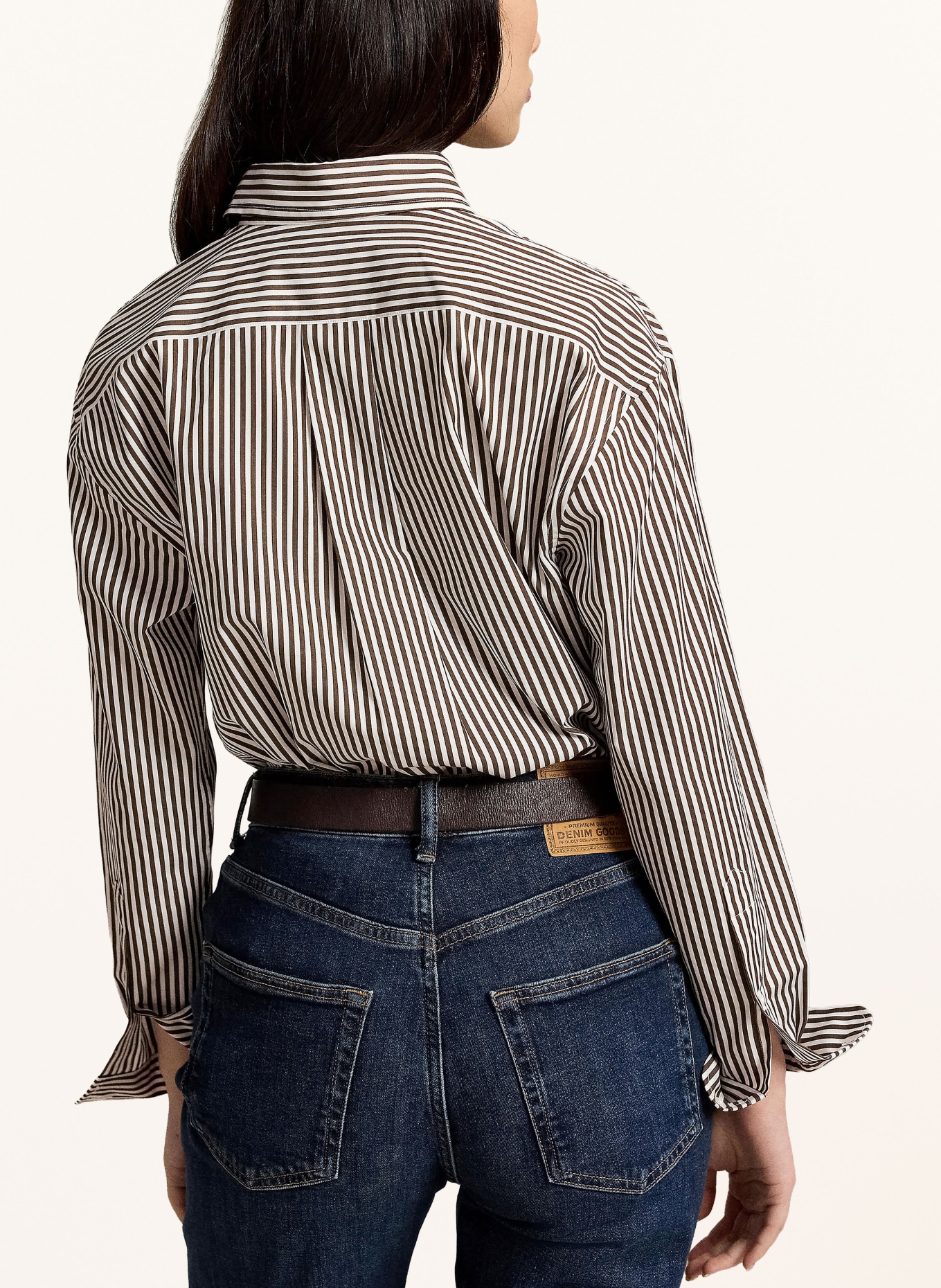 POLO RALPH LAUREN Hemdbluse: DUNKELBRAUN / WEISS
