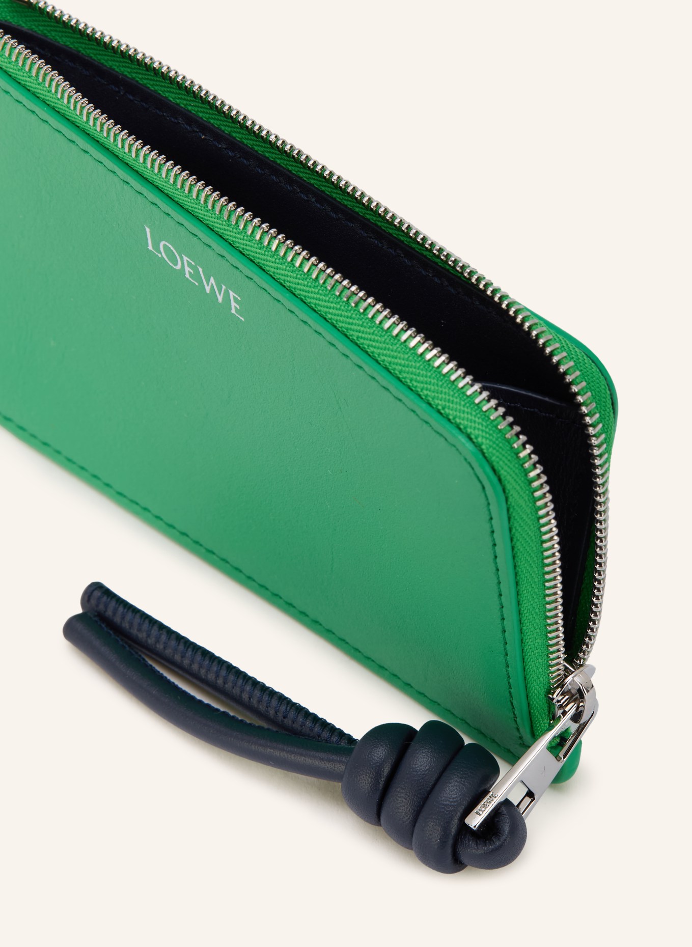 LOEWE étui pour cartes: VERT / ARGENT / BLEU FONCÉ