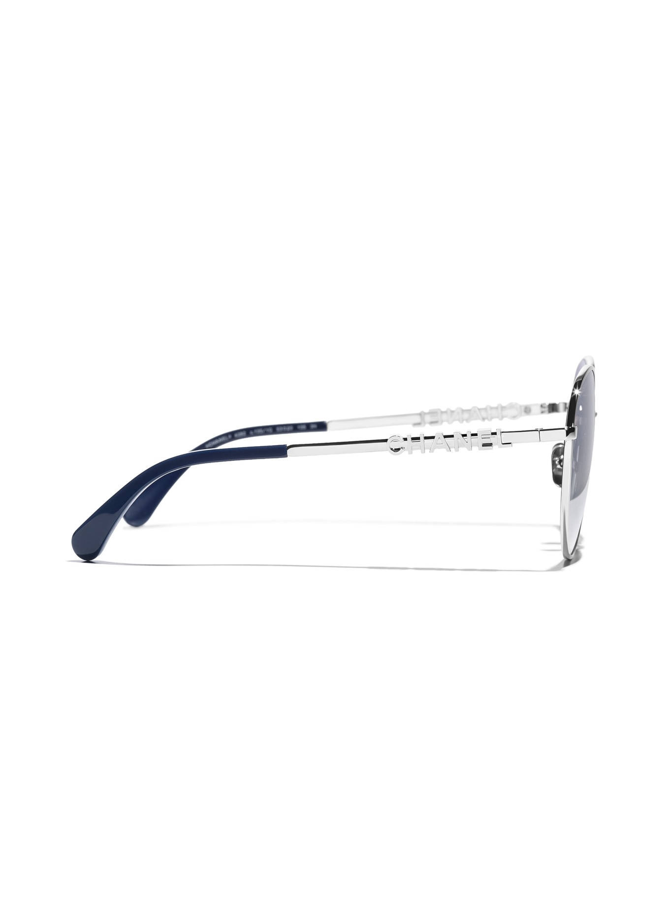 CHANEL Round sunglasses: SILVER/ GREY GRAD BLUE MIRROR SILVER