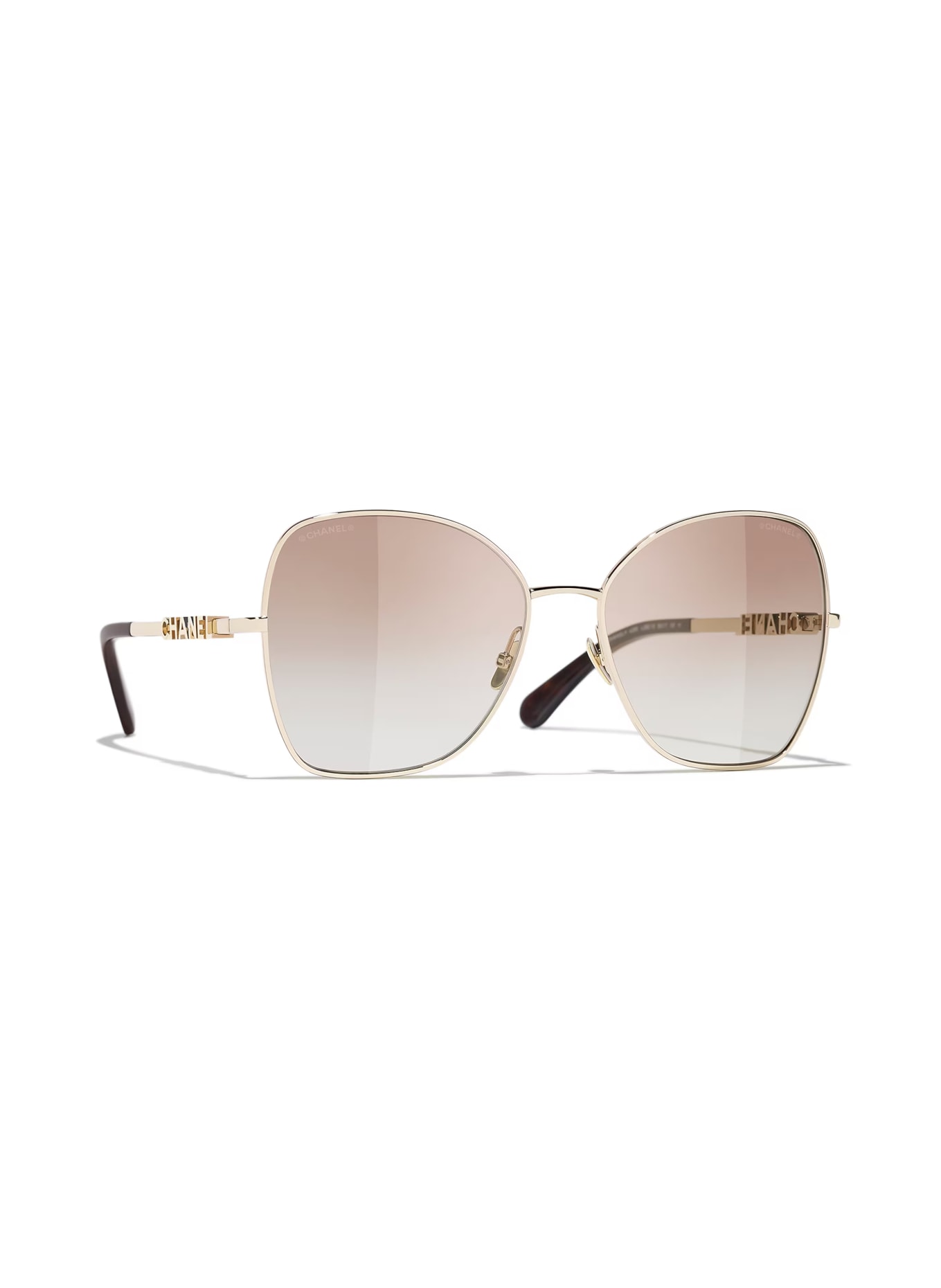 CHANEL Square sunglasses: PALE GOLD/ CLEAR GRADIENT BROWN