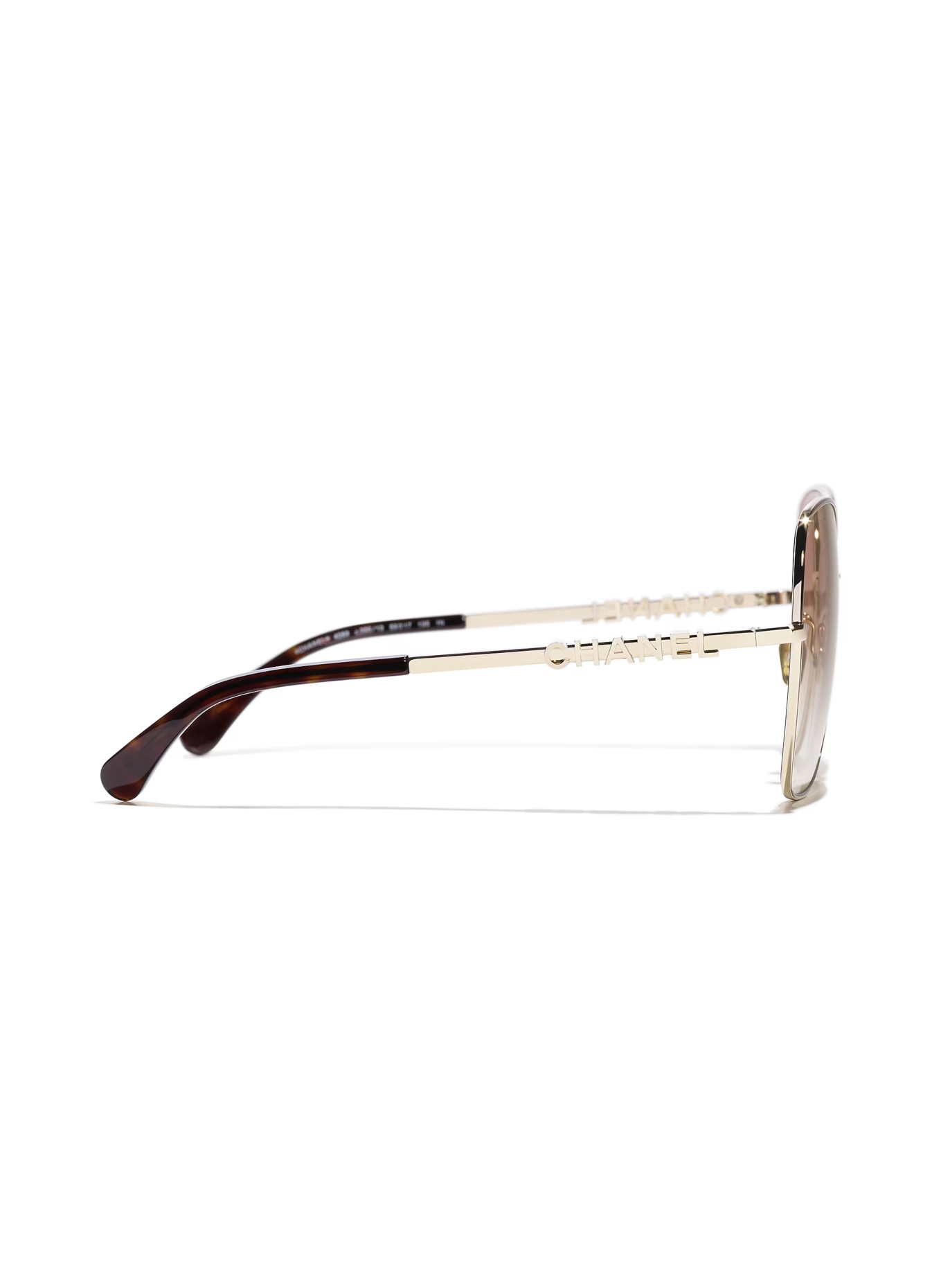 CHANEL Square sunglasses: PALE GOLD/ CLEAR GRADIENT BROWN