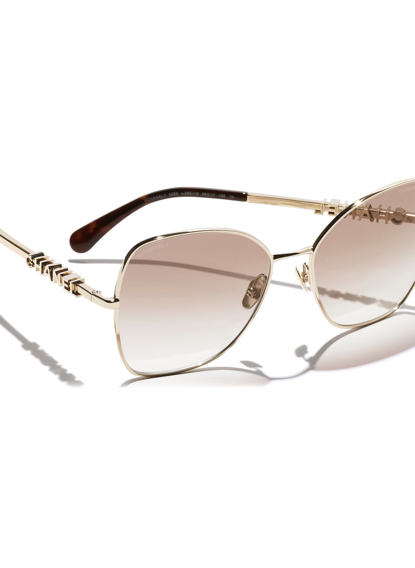 CHANEL Square sunglasses: PALE GOLD/ CLEAR GRADIENT BROWN