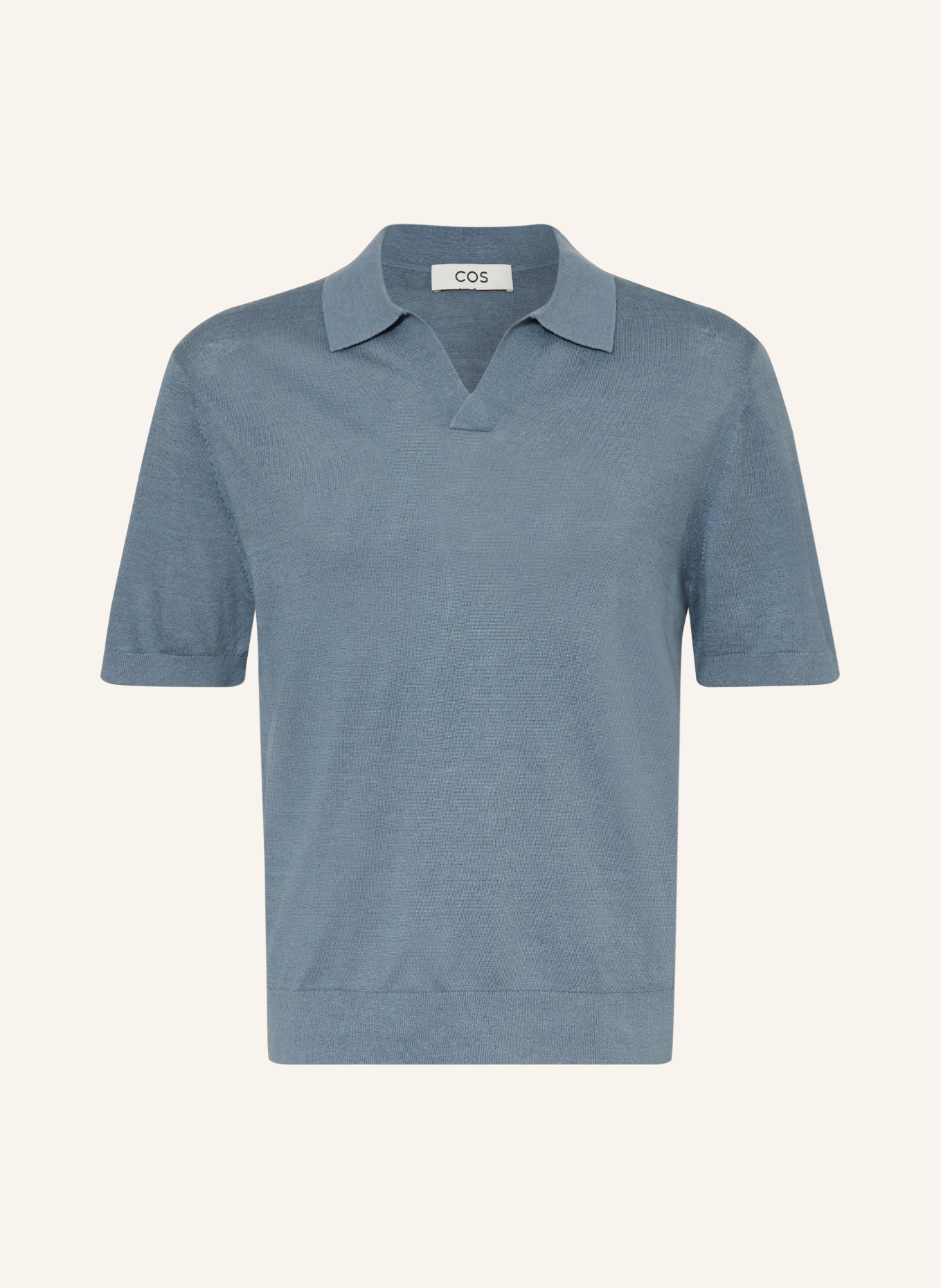 COS Strick-Poloshirt Loose Fit aus Leinen: BLAUGRAU