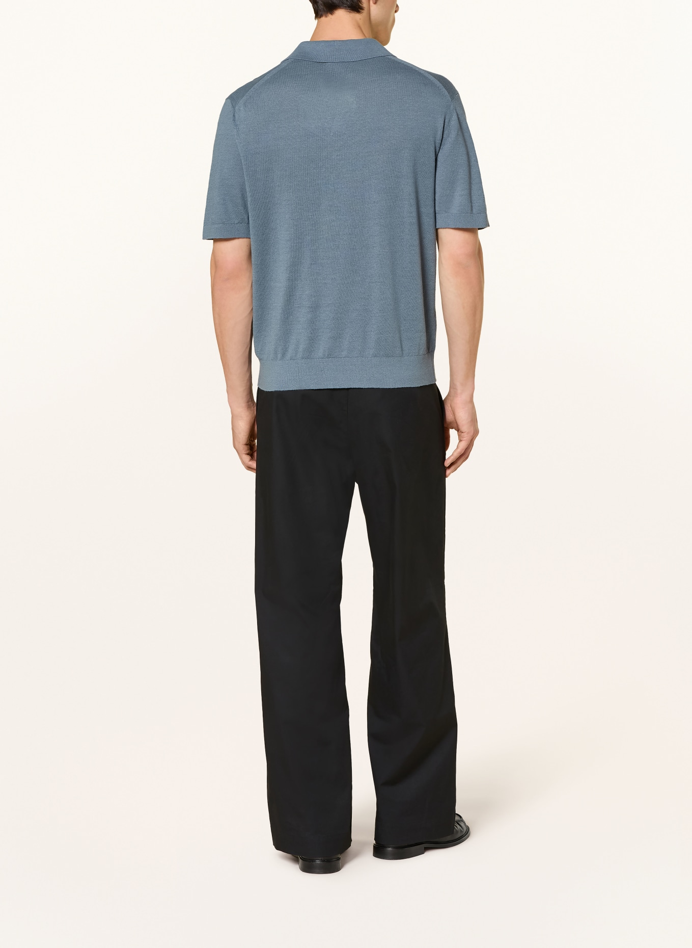 COS Strick-Poloshirt Loose Fit aus Leinen: BLAUGRAU