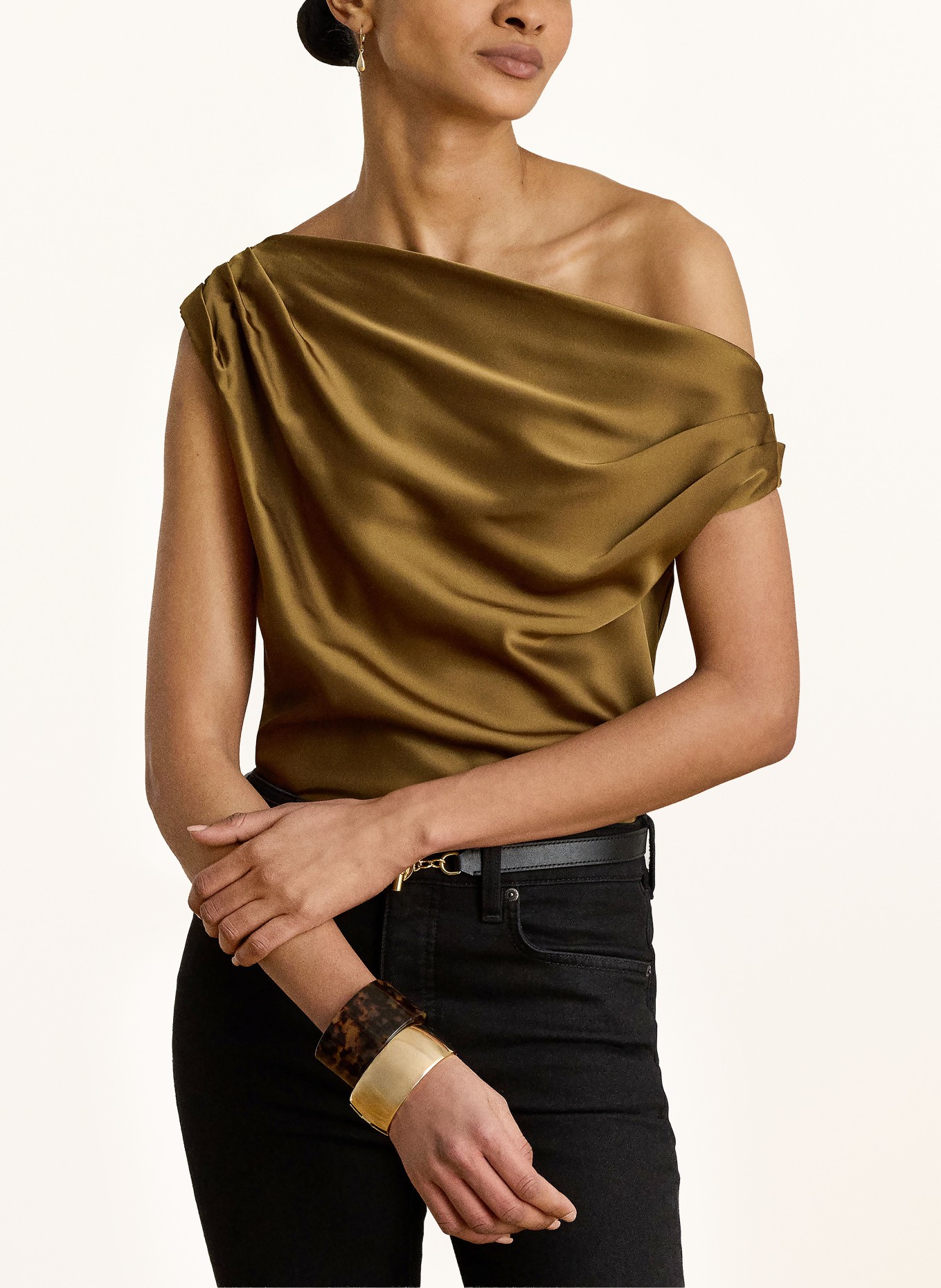LAUREN RALPH LAUREN Top en satin: COGNAC
