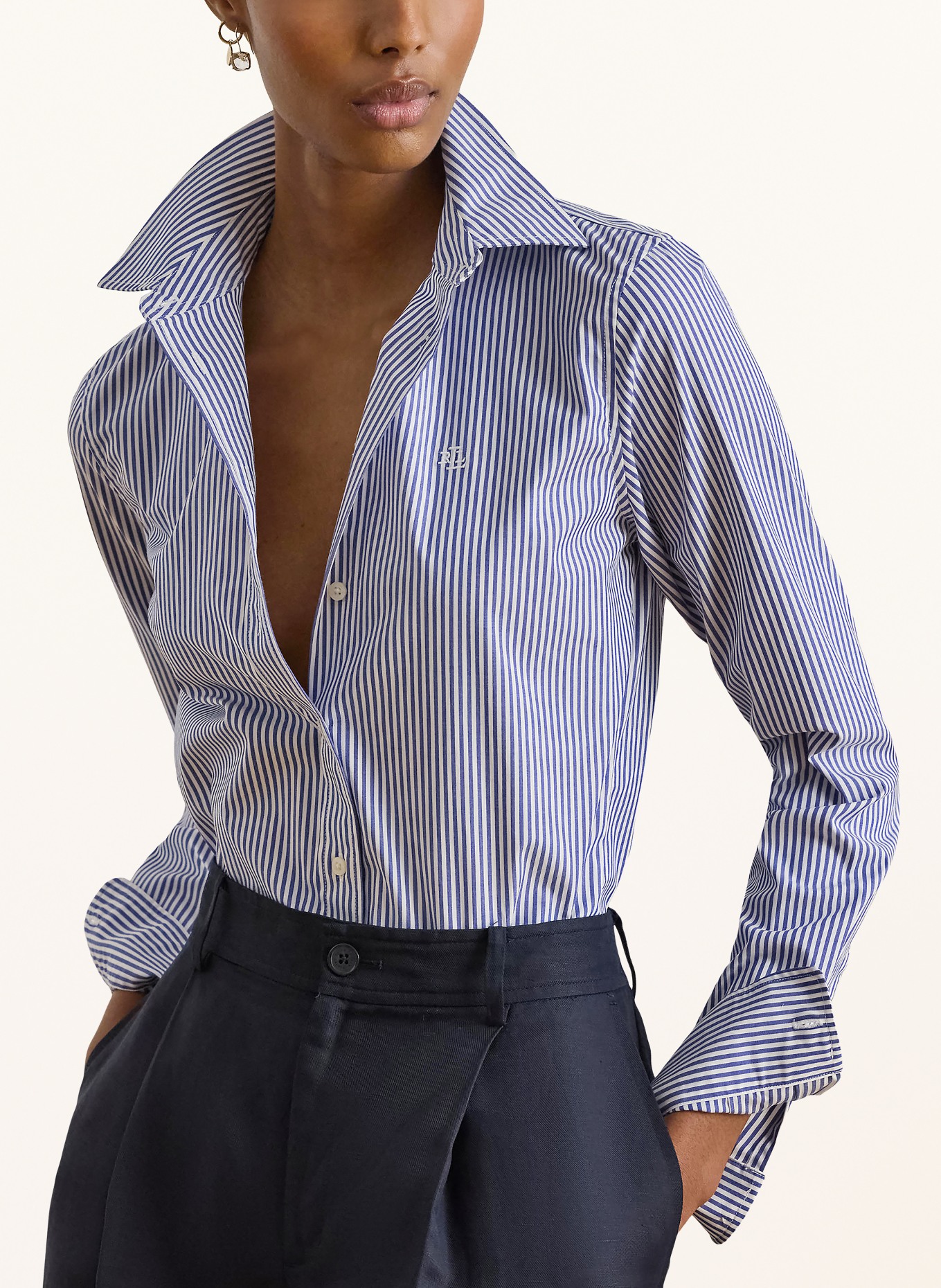 LAUREN RALPH LAUREN Hemdbluse: HELLBLAU / WEISS
