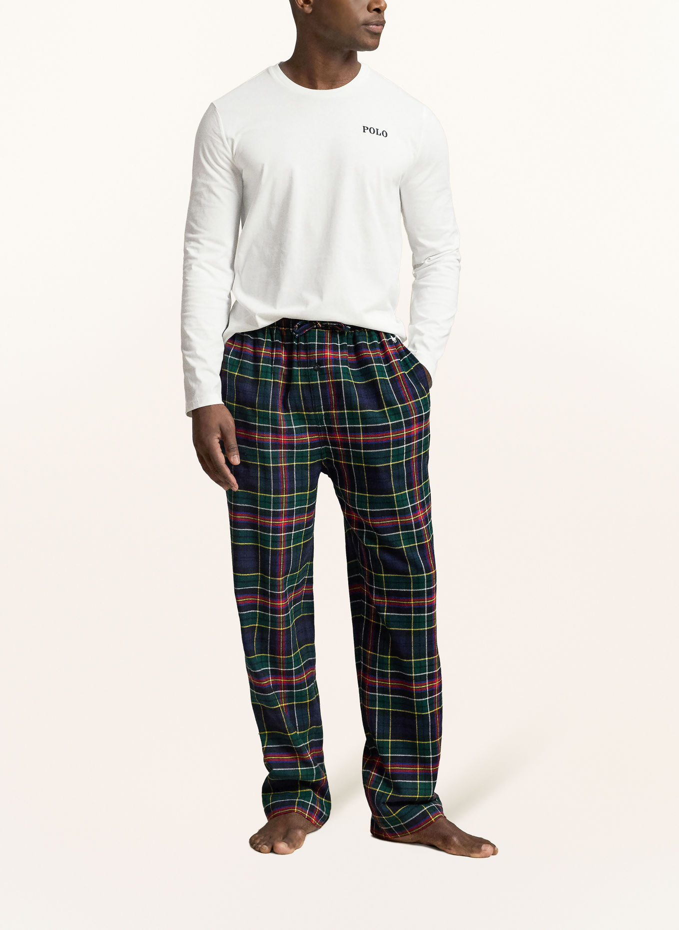 POLO RALPH LAUREN Flannel pajamas: DARK BLUE / GREEN / WHITE