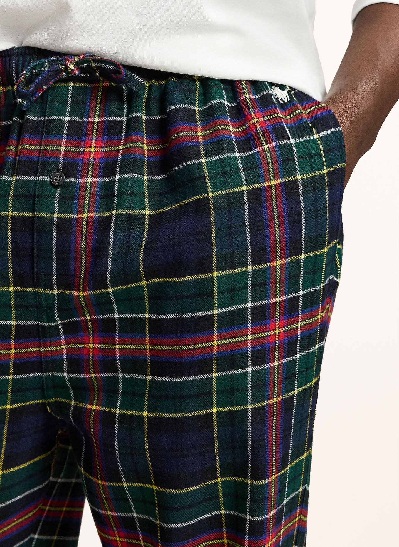 POLO RALPH LAUREN Flannel pajamas: DARK BLUE / GREEN / WHITE
