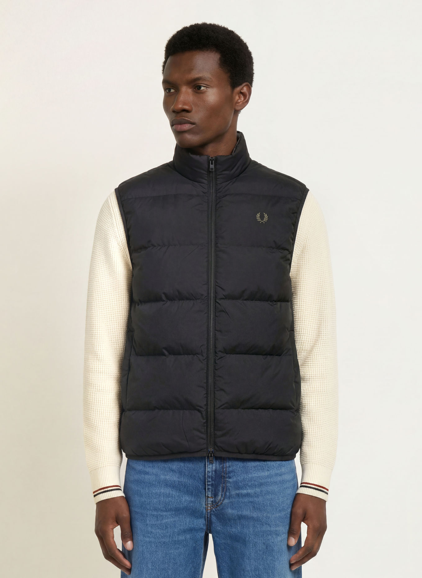 FRED PERRY Quilted vest: BLACK