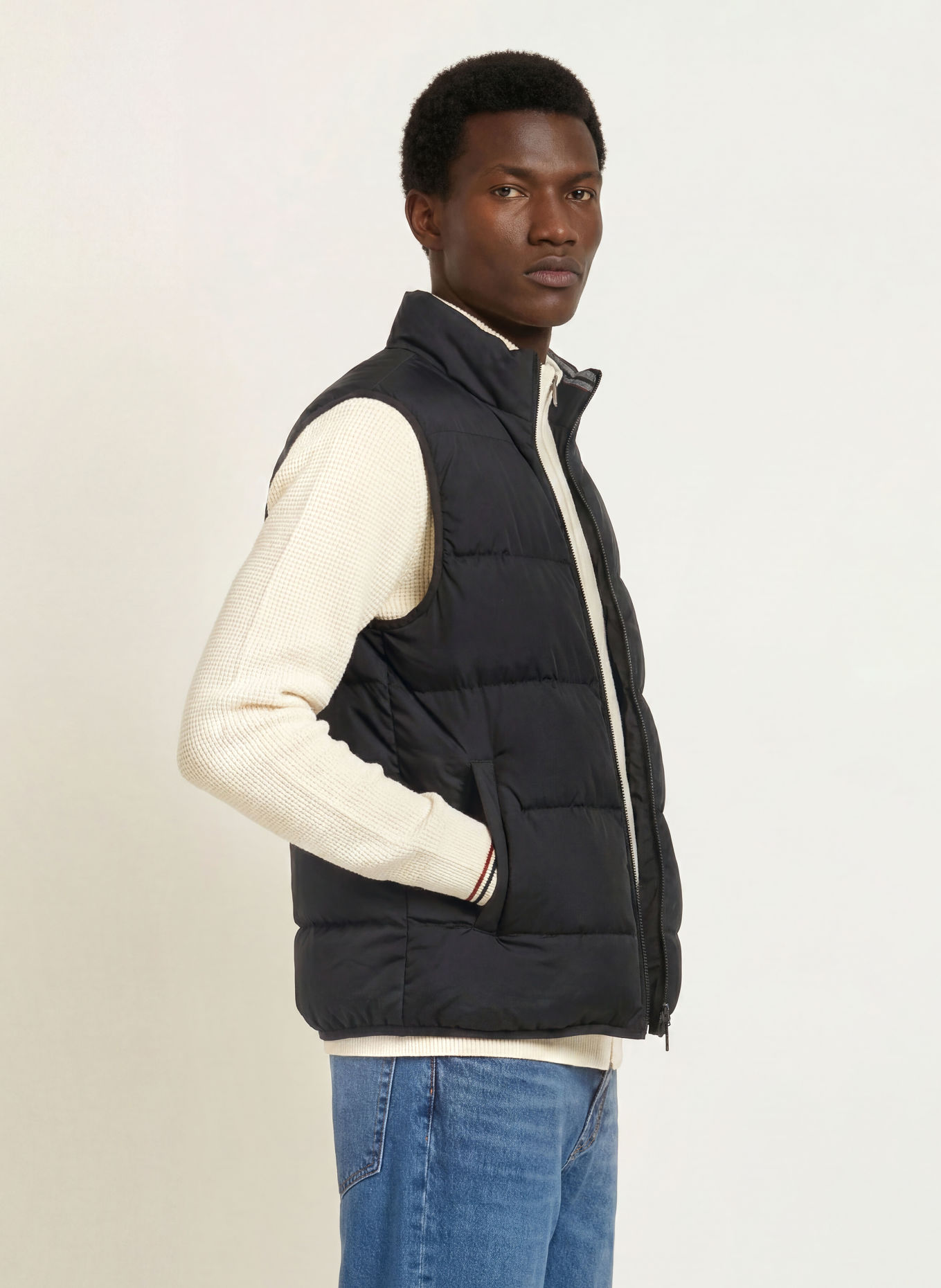 FRED PERRY Quilted vest: BLACK