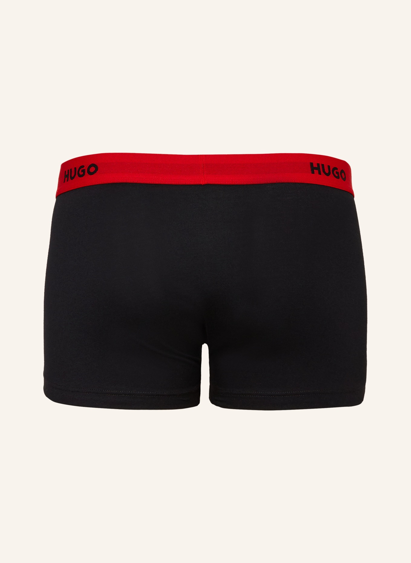 HUGO 3-pack boxershorts: ZWART / ROOD