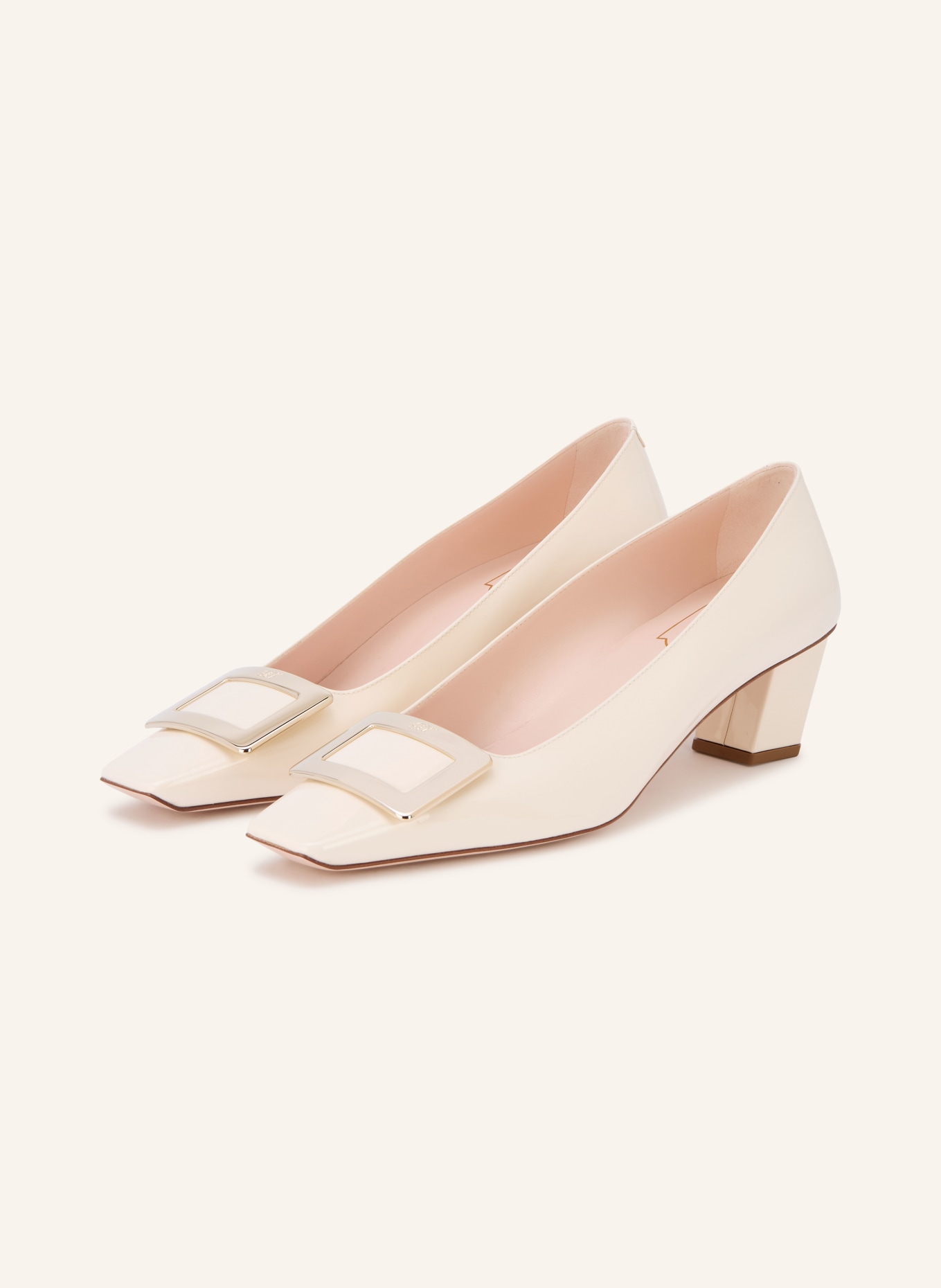 Roger Vivier Lack-Pumps BELLE: CREME / GOLD