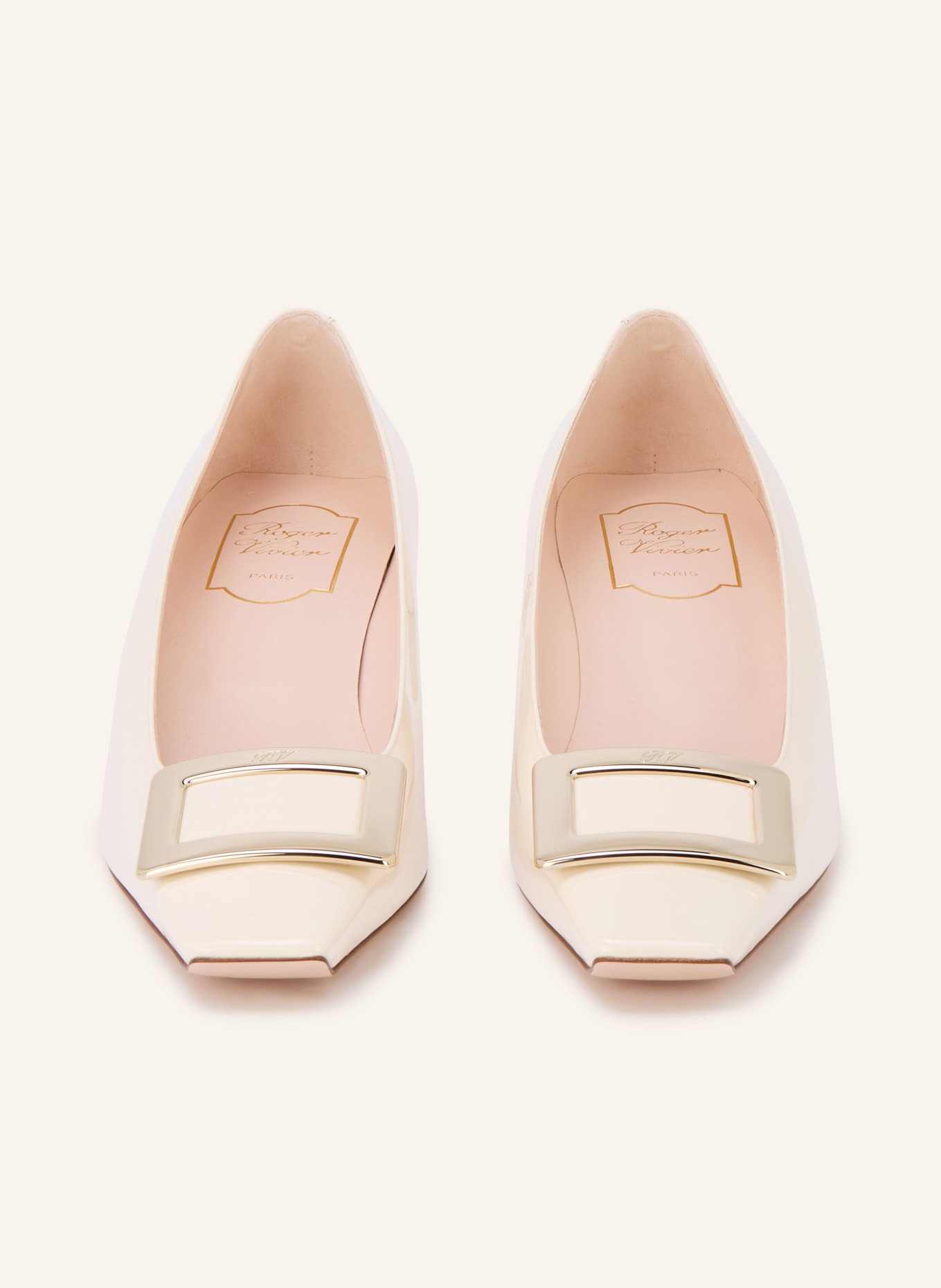 Roger Vivier Lack-Pumps BELLE: CREME / GOLD