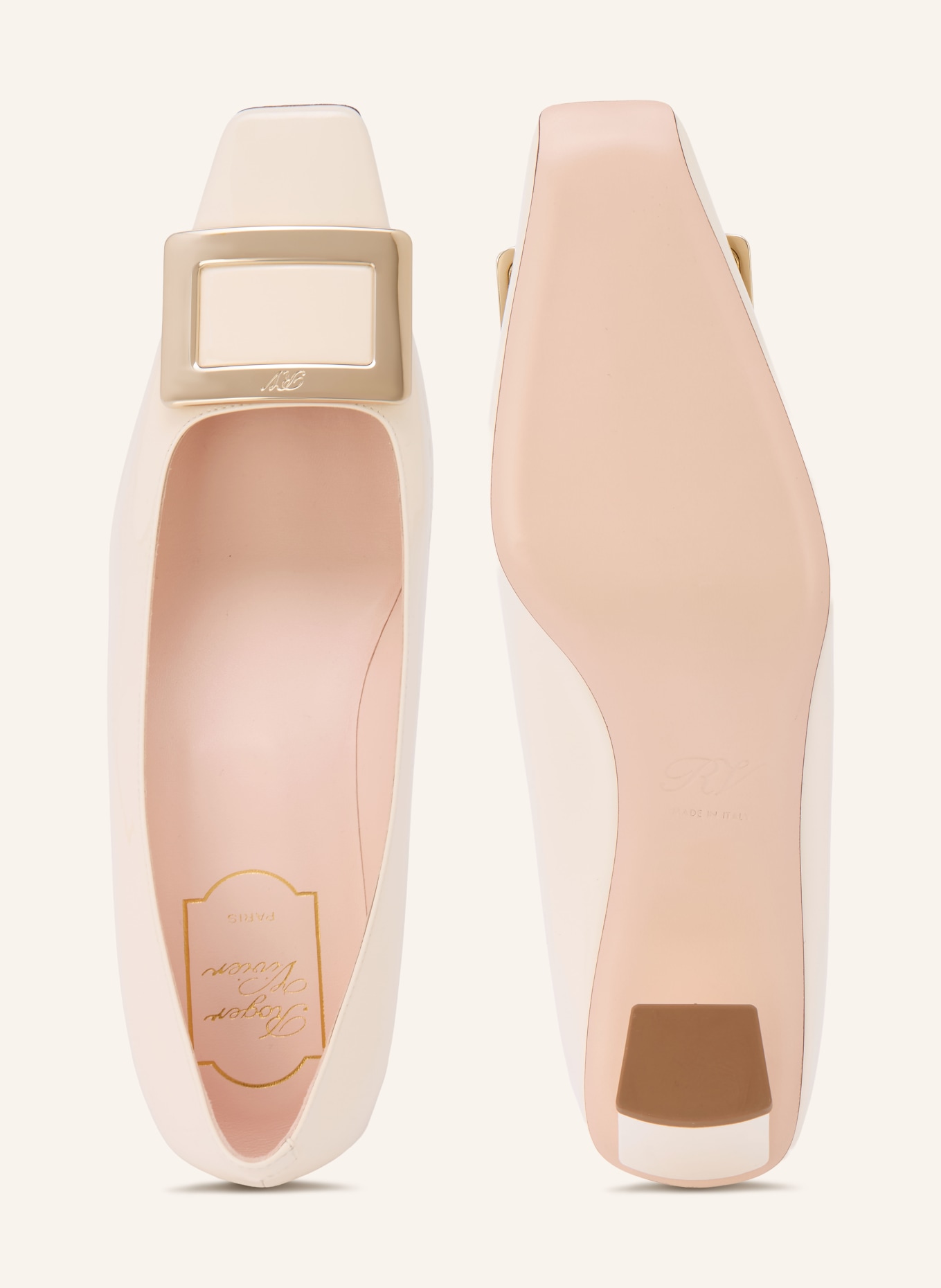 Roger Vivier Lack-Pumps BELLE: CREME / GOLD