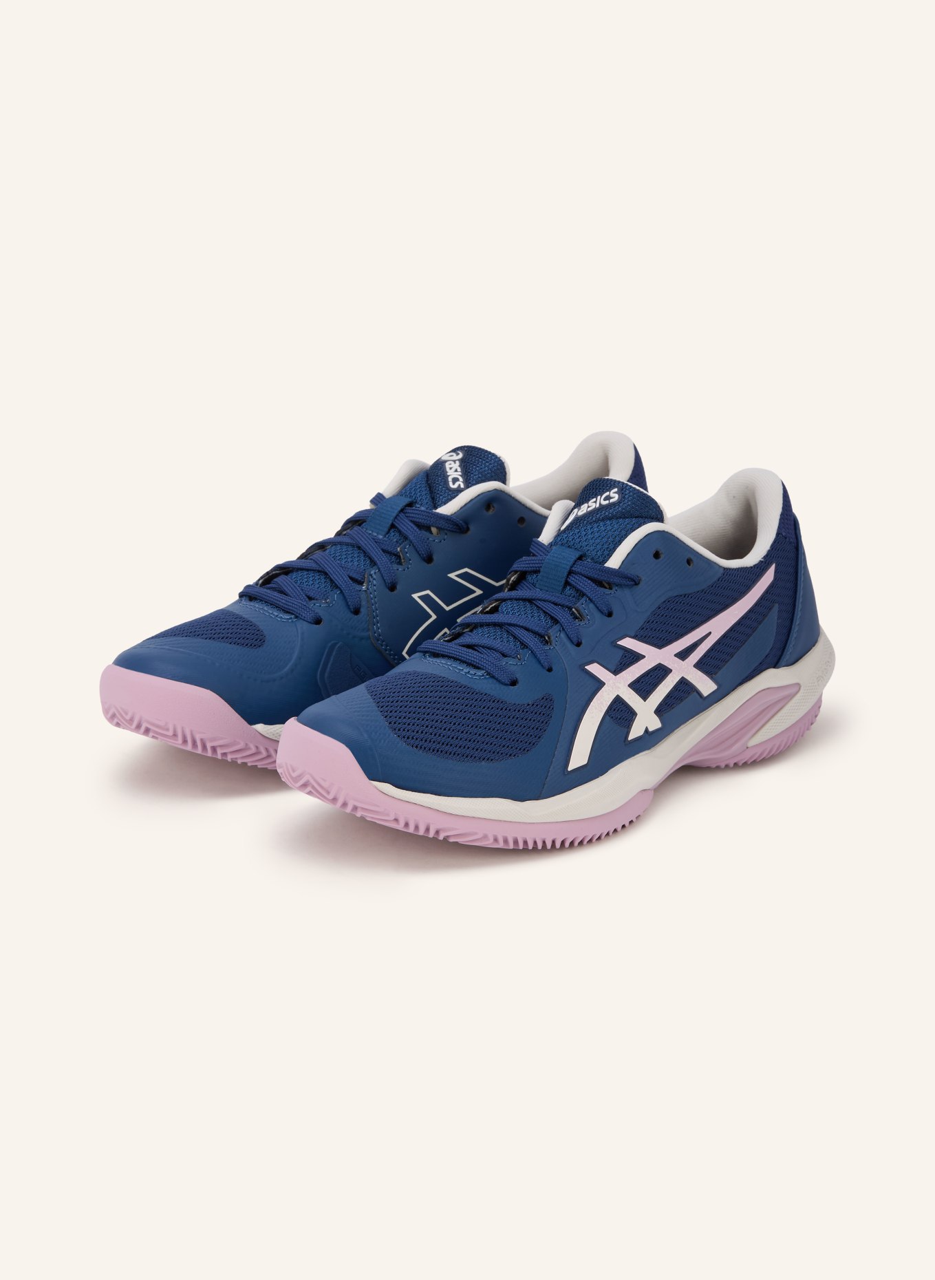 ASICS SOLUTION SWIFT FF2 CLAY tennis shoes: DARK BLUE / LIGHT PURPLE / WHITE