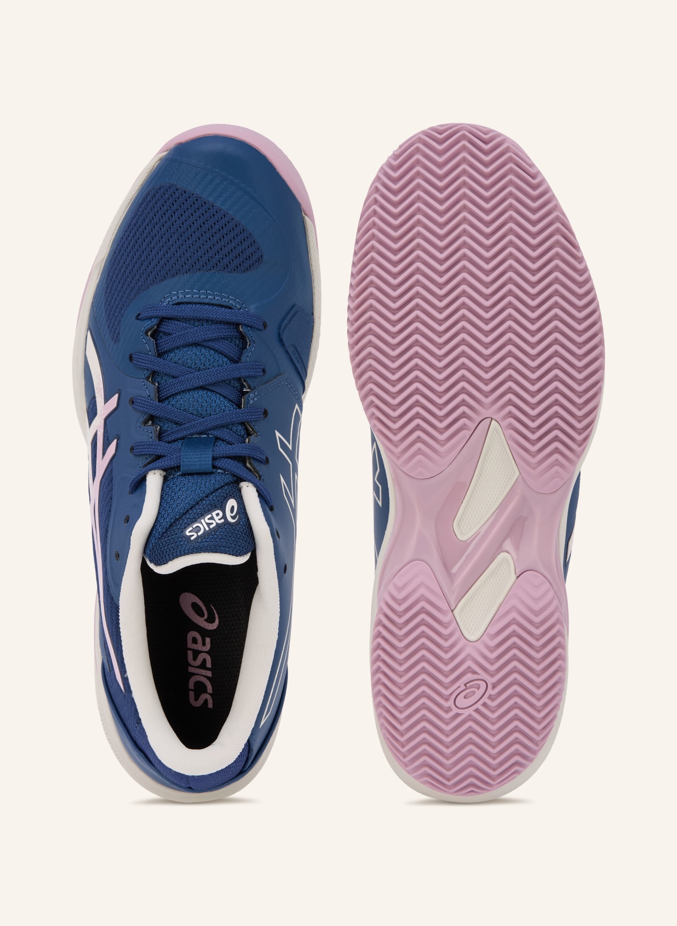 ASICS SOLUTION SWIFT FF2 CLAY tennis shoes: DARK BLUE / LIGHT PURPLE / WHITE