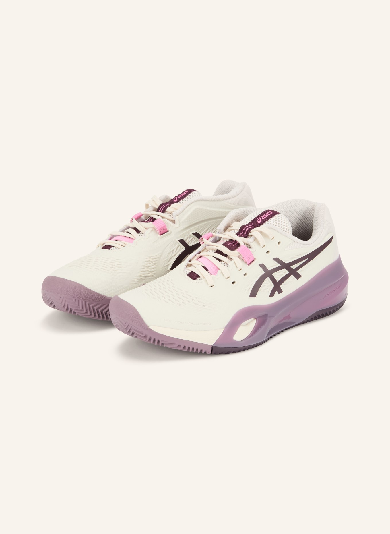 ASICS Chaussures de tennis GEL-RESOLUTION X CLAY: CRÈME / ROSE / LILAS FONCÉ