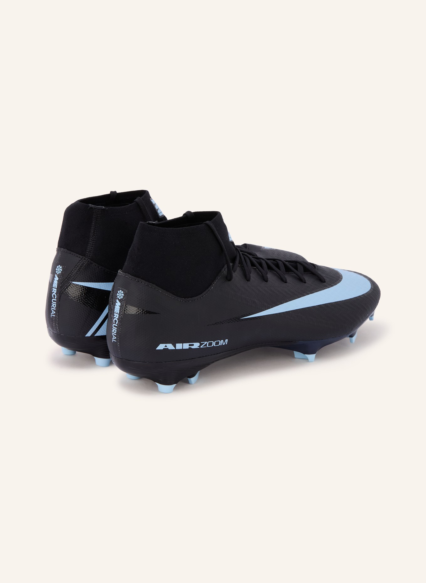 Nike Voetbalschoenen SUPERFLY 10 ACADEMY: ZWART / LICHTBLAUW
