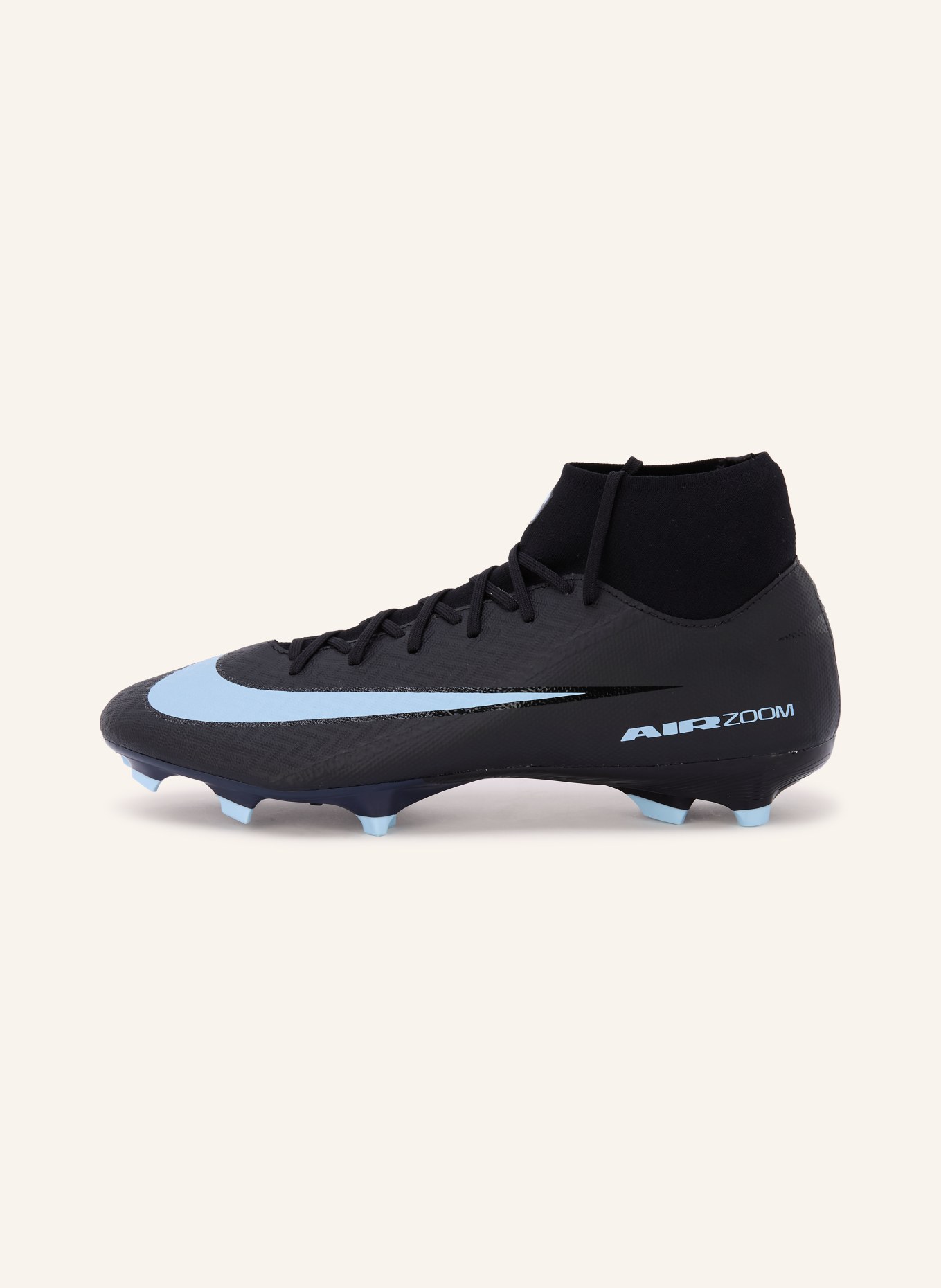 Nike Voetbalschoenen SUPERFLY 10 ACADEMY: ZWART / LICHTBLAUW
