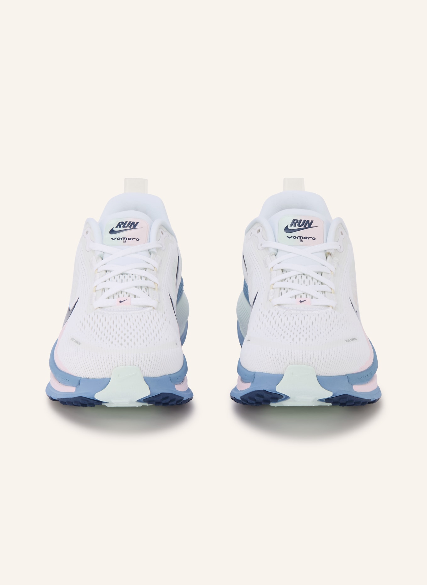 Nike Laufschuhe VOMERO 18: WEISS / HELLROSA / DUNKELBLAU