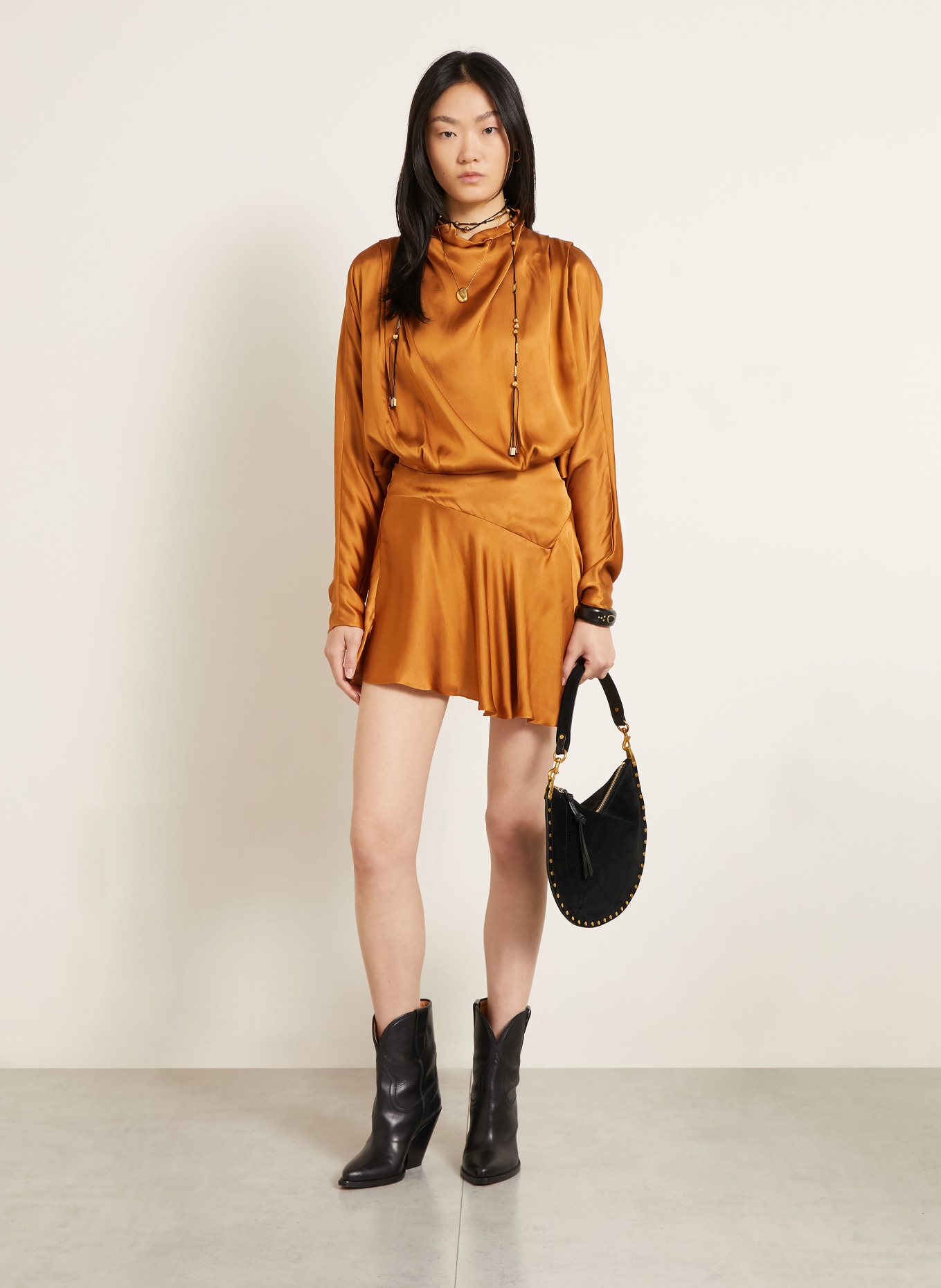 ISABEL MARANT Crossbody bag OSKAN with rivets: BLACK / GOLD
