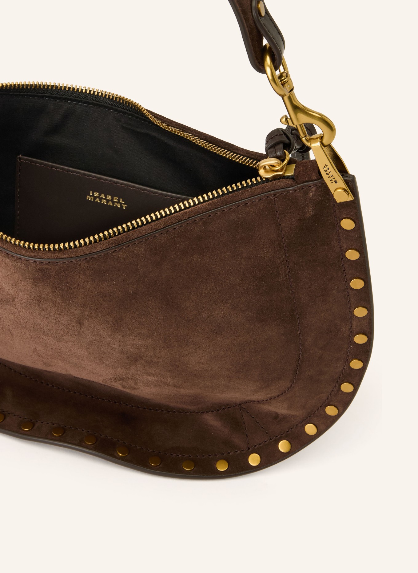 ISABEL MARANT Schoudertas OSKAN met studs: MARRON FONCÉ