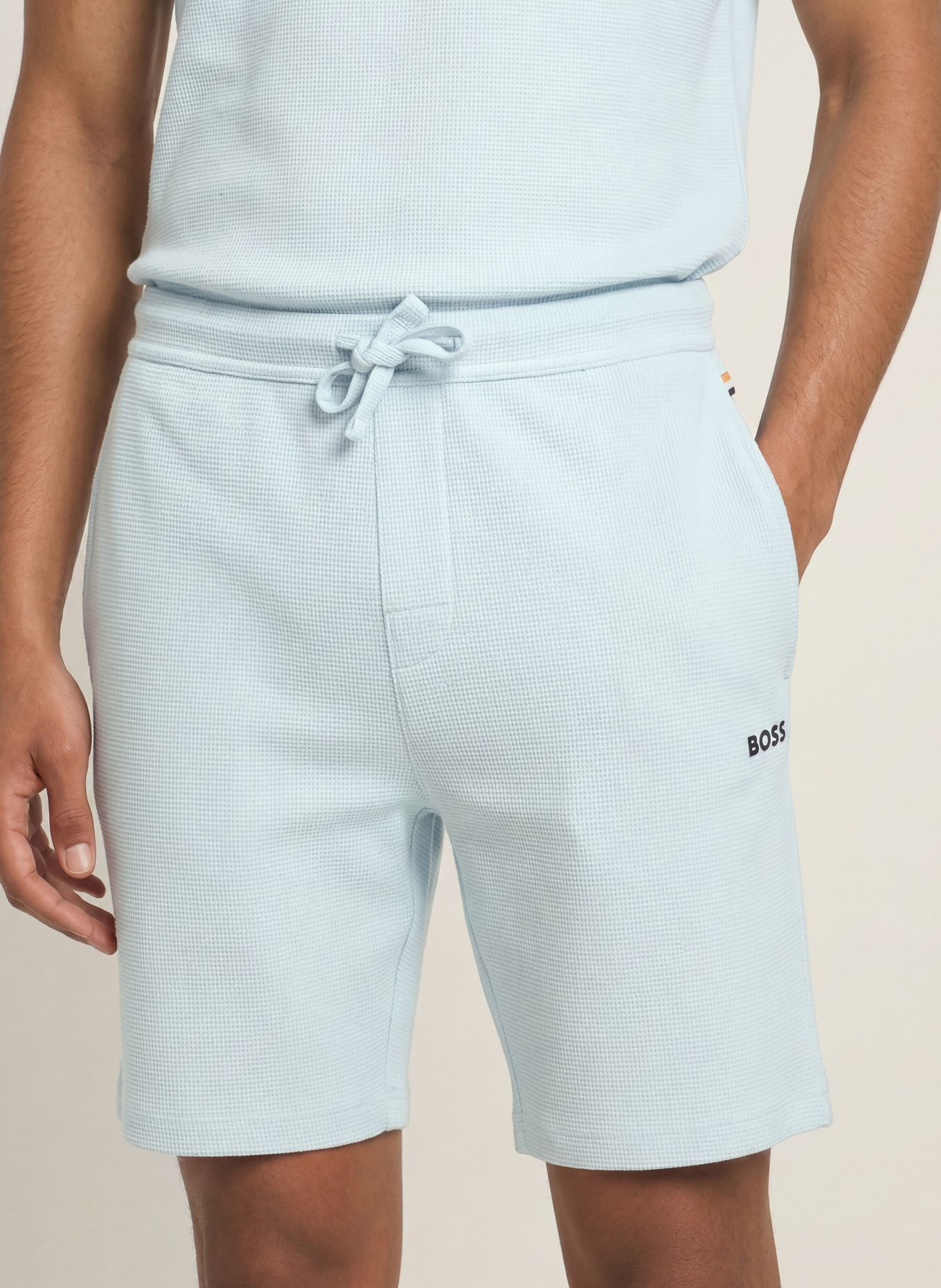 BOSS Slaapshort: LICHTBLAUW