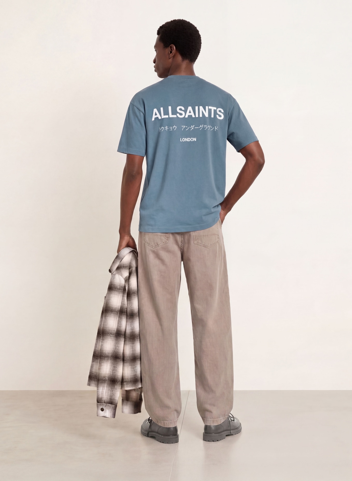ALLSAINTS T-shirt UNDERGROUND: BLUE / WHITE