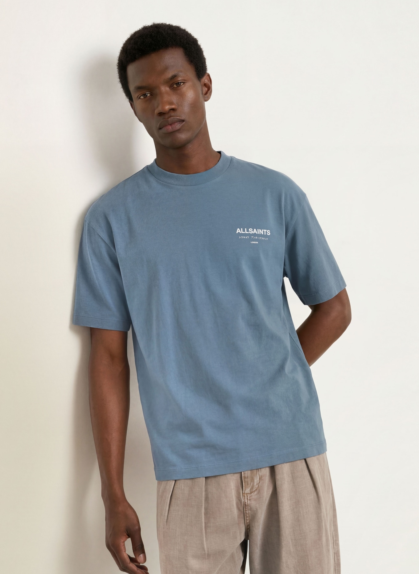 ALLSAINTS T-shirt UNDERGROUND: BLUE / WHITE