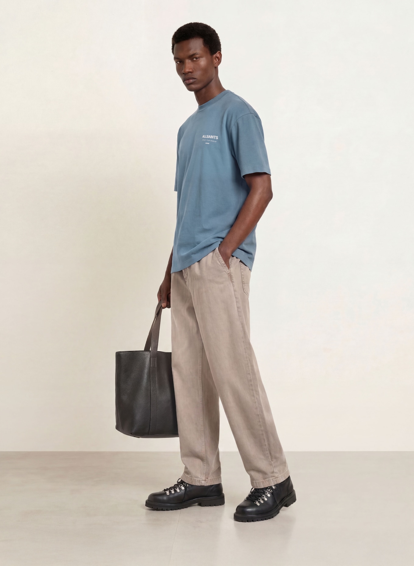 ALLSAINTS T-shirt UNDERGROUND: BLUE / WHITE