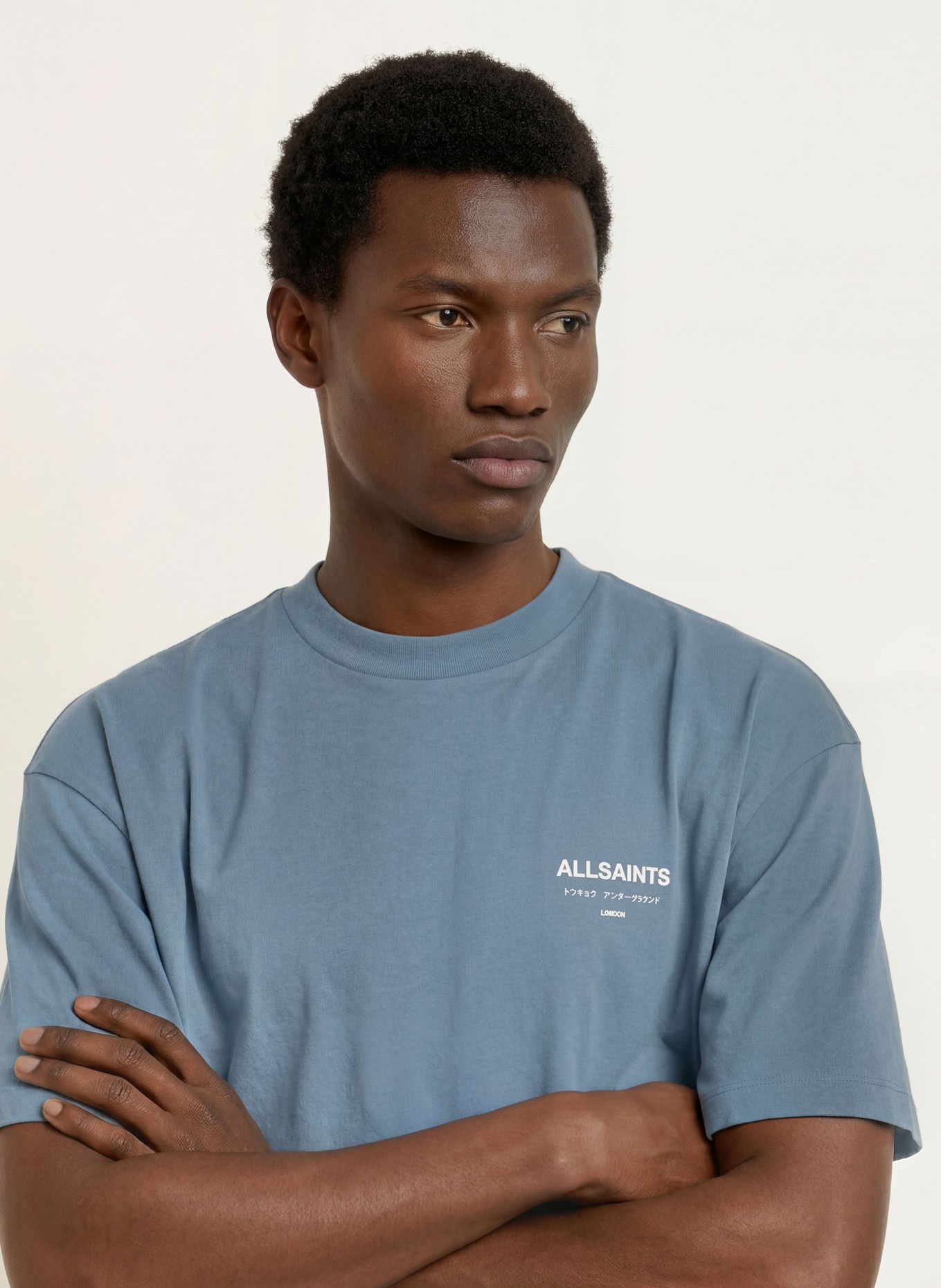 ALLSAINTS T-shirt UNDERGROUND: BLUE / WHITE