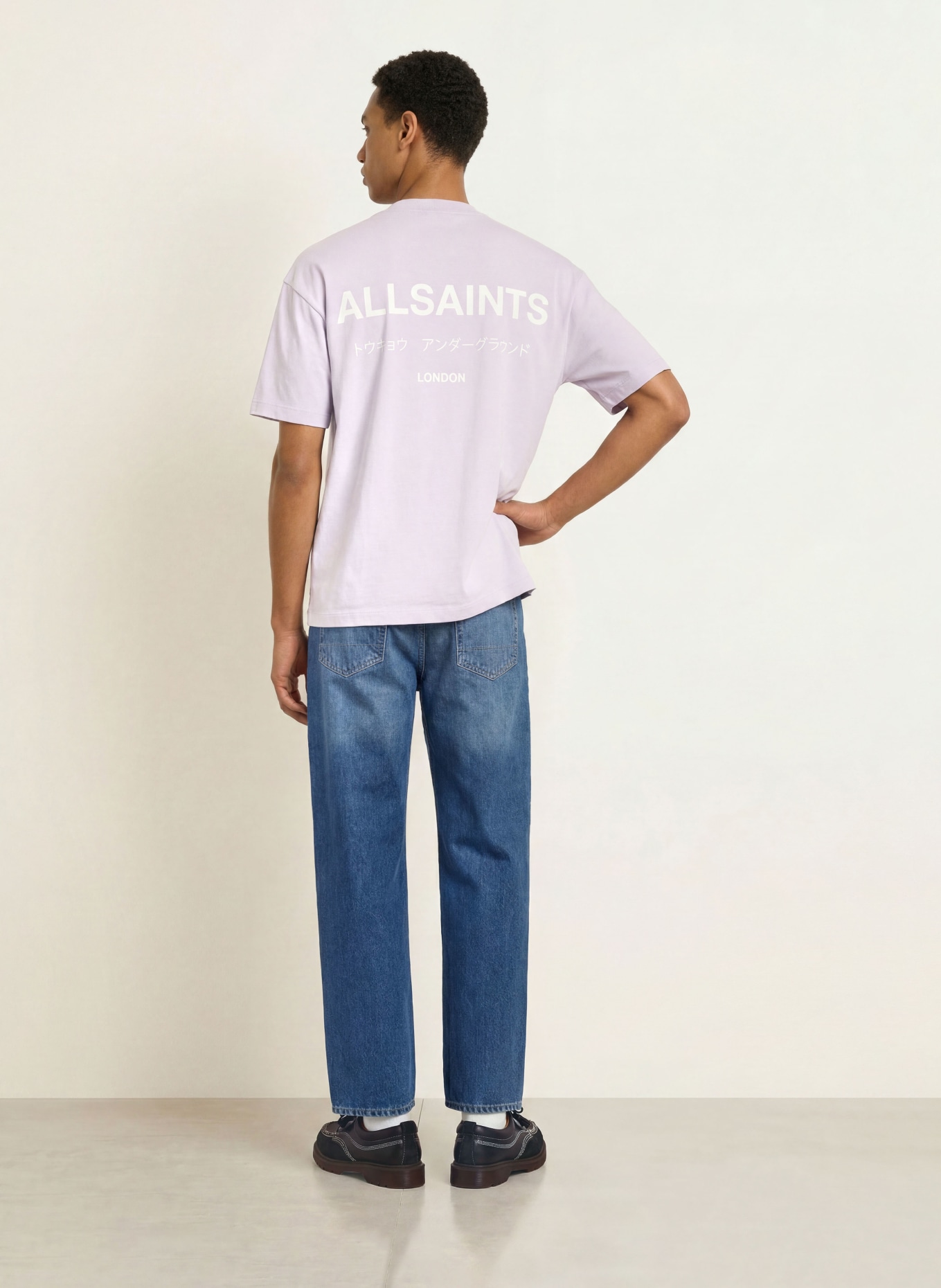 ALLSAINTS T-shirt UNDERGROUND: LIGHT PURPLE / WHITE