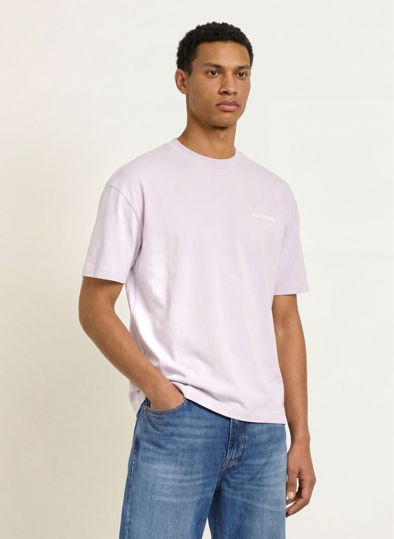 ALLSAINTS T-shirt UNDERGROUND: LIGHT PURPLE / WHITE