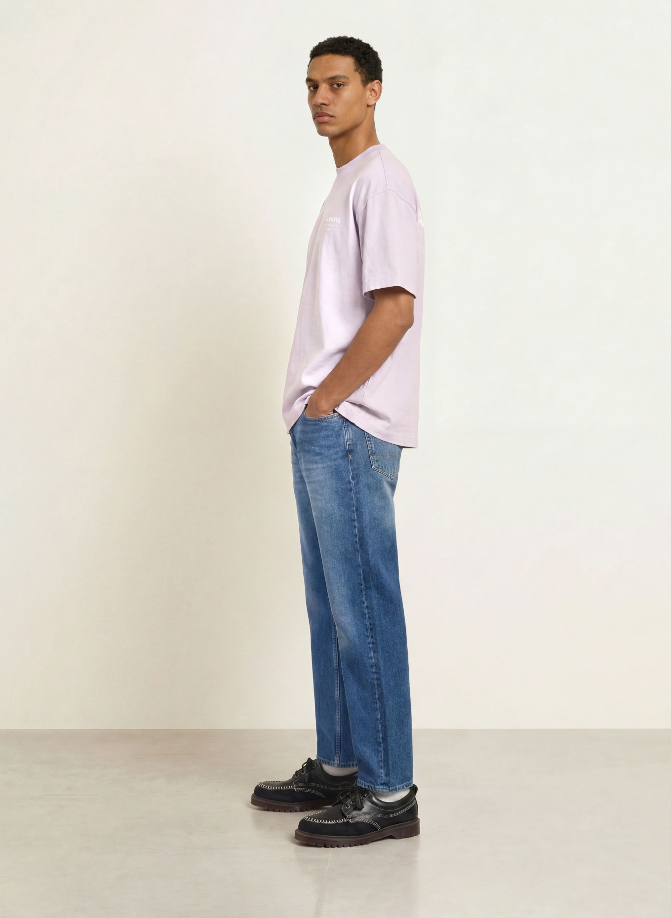 ALLSAINTS T-shirt UNDERGROUND: LIGHT PURPLE / WHITE