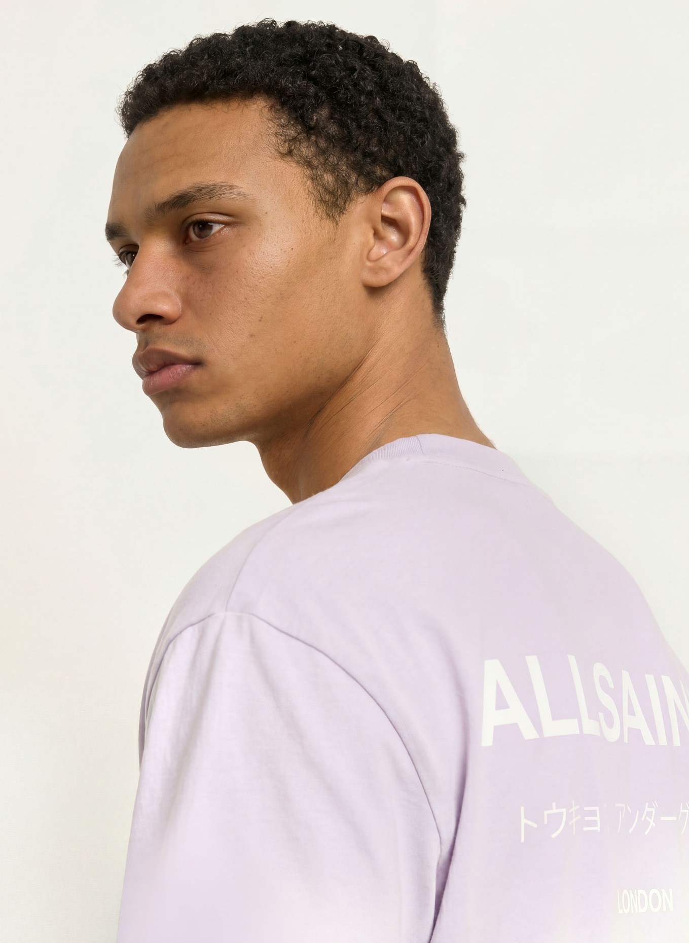ALLSAINTS T-shirt UNDERGROUND: LIGHT PURPLE / WHITE