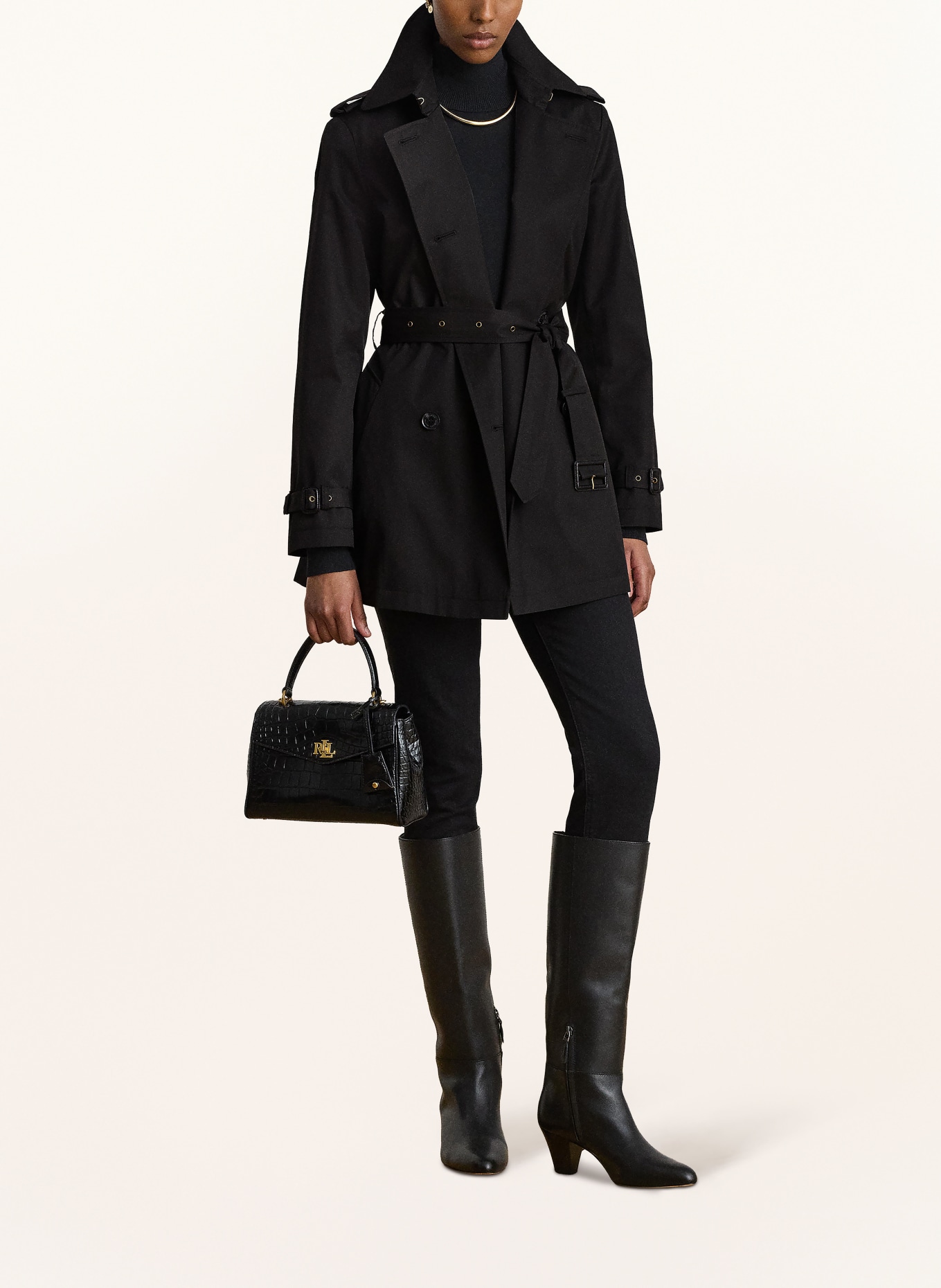 LAUREN RALPH LAUREN Trench coat: BLACK