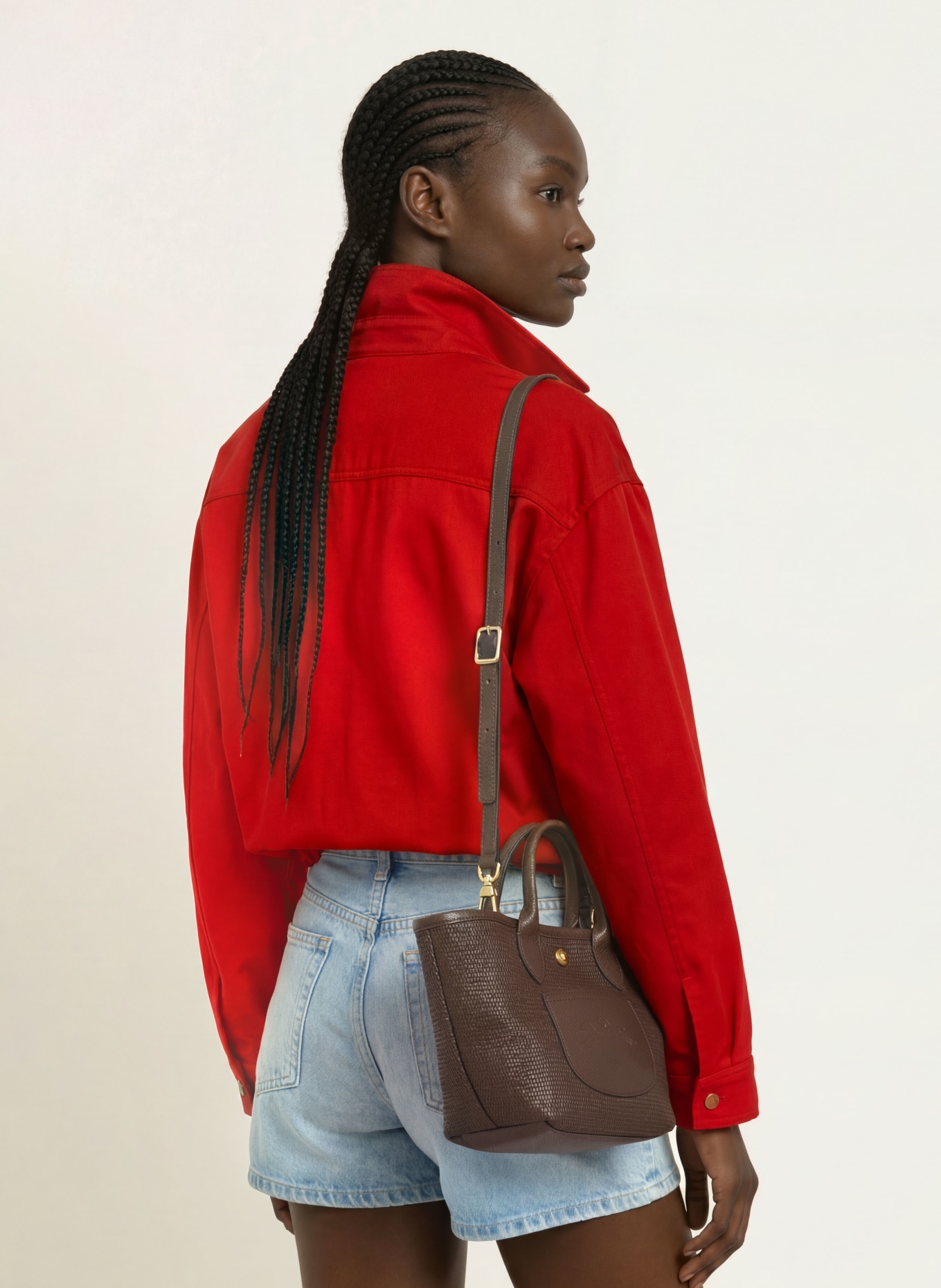 LONGCHAMP Shopper PANIER SMALL: DUNKELBRAUN / GOLD