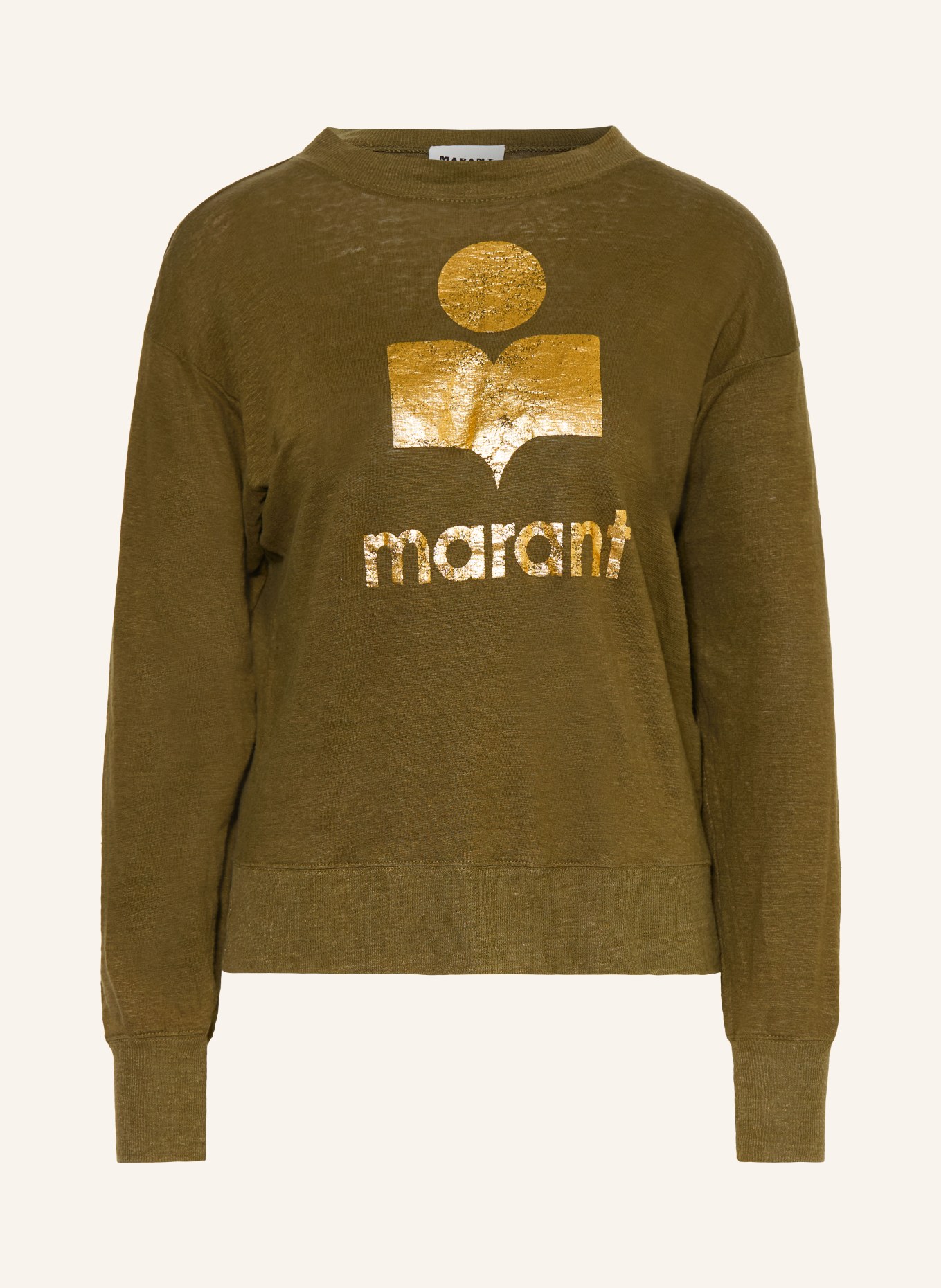 MARANT ÉTOILE Tričko s dlouhým rukávem KLOWIA ze lnu: KHAKI / ZLATÁ