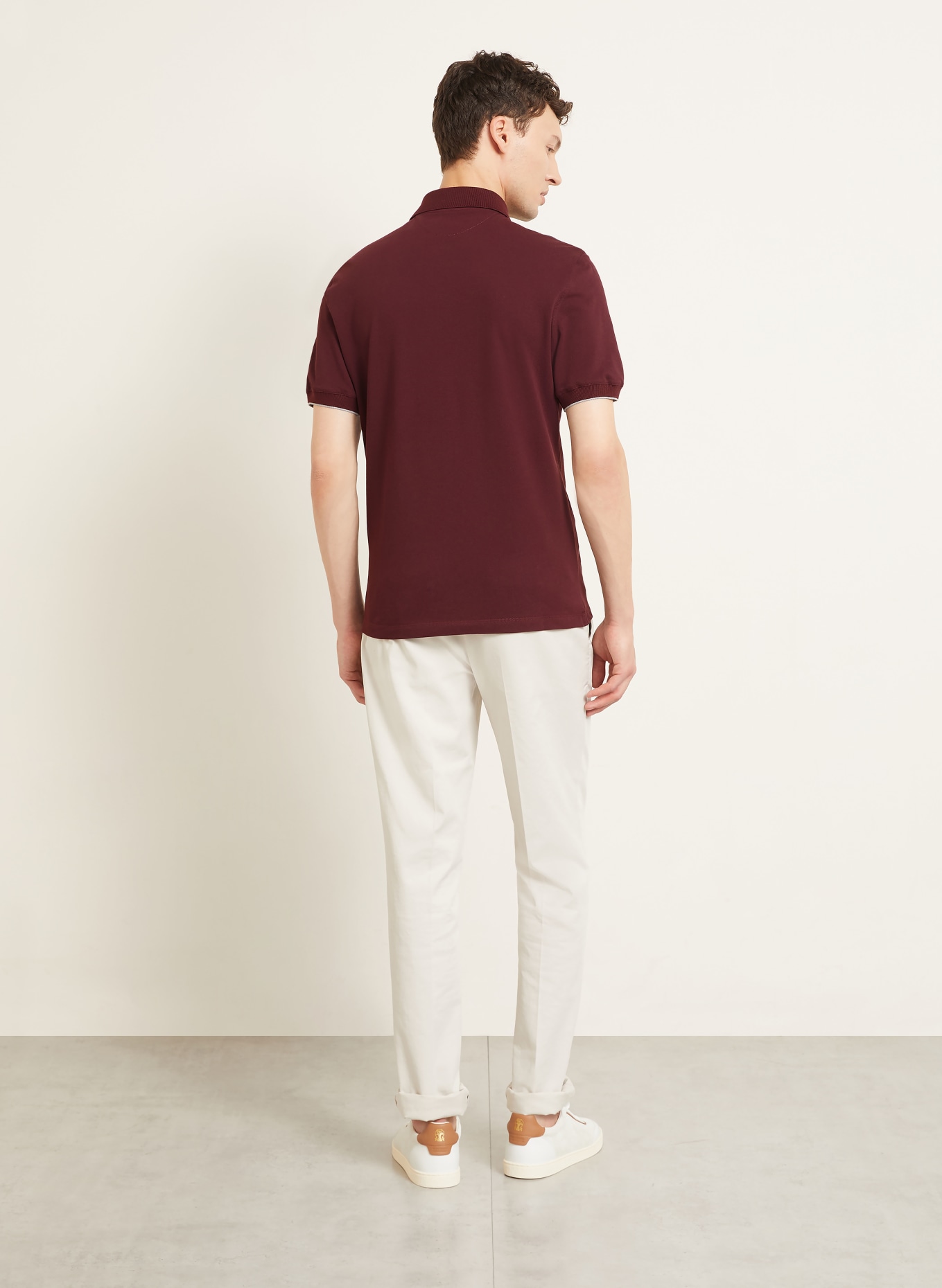 BRUNELLO CUCINELLI Piqué polo shirt: DARK RED