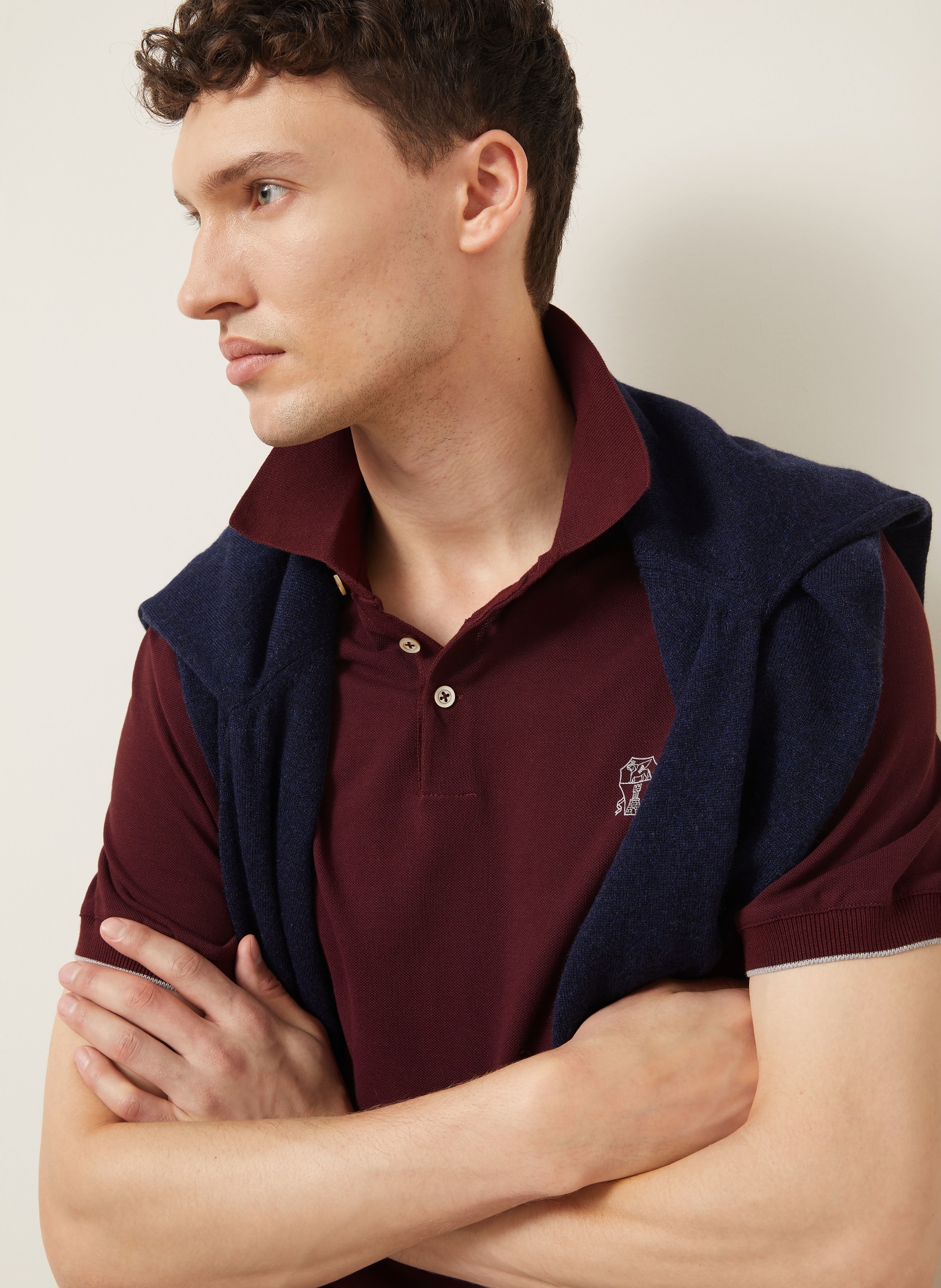 BRUNELLO CUCINELLI Piqué polo shirt: DARK RED