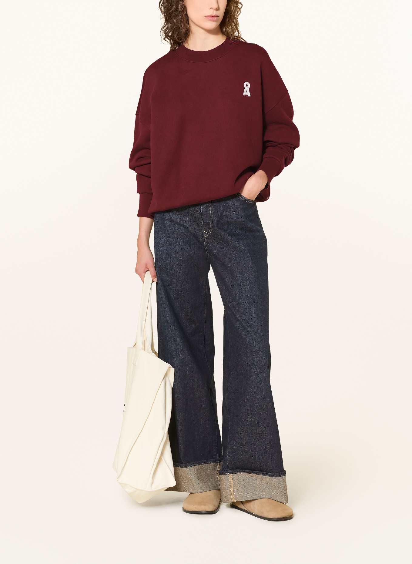 ARMEDANGELS Sweatshirt ALIZAA: DONKERROOD / CRÈME
