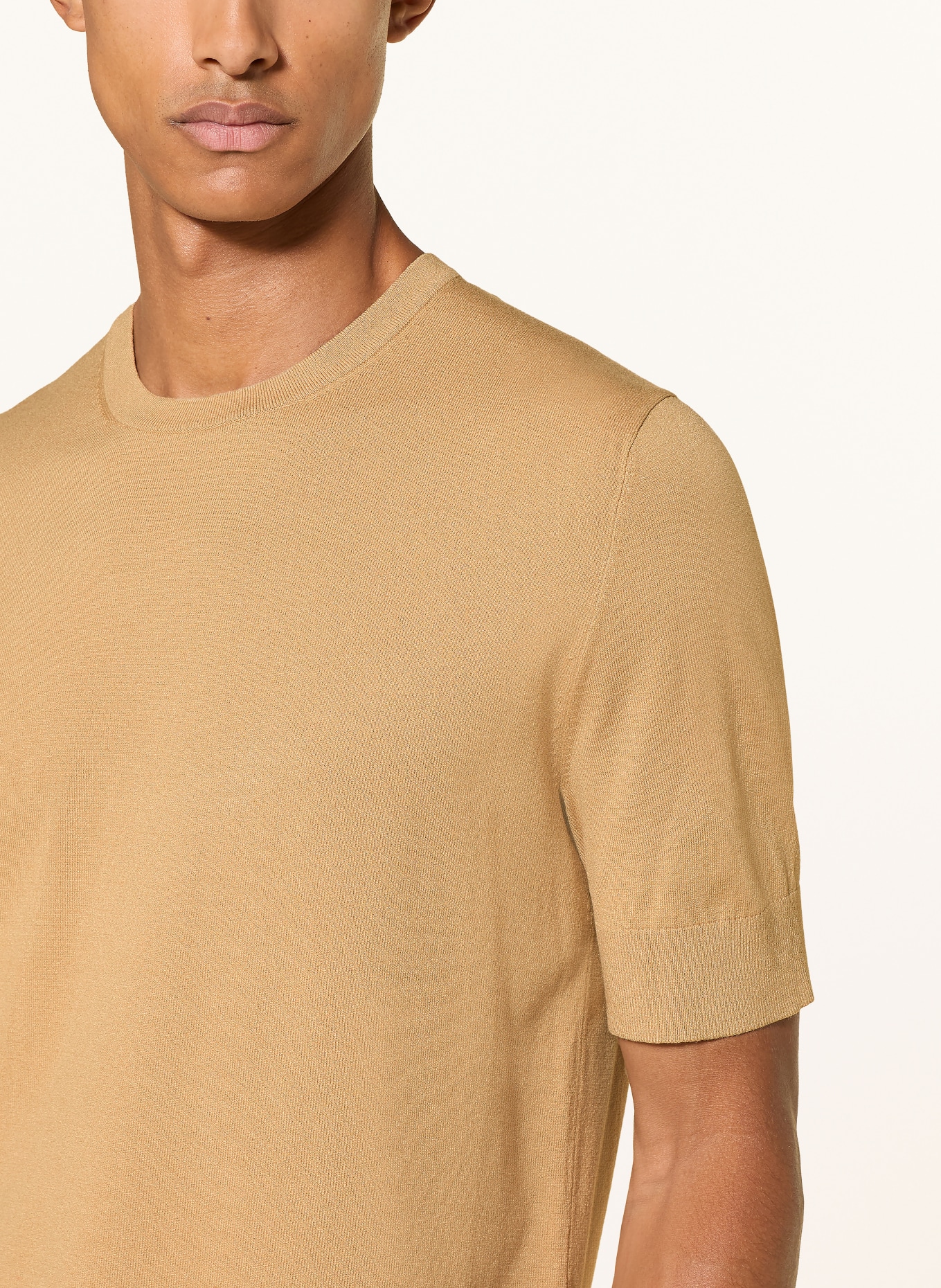 HUGO Gebreid shirt SAN CARL: CAMEL
