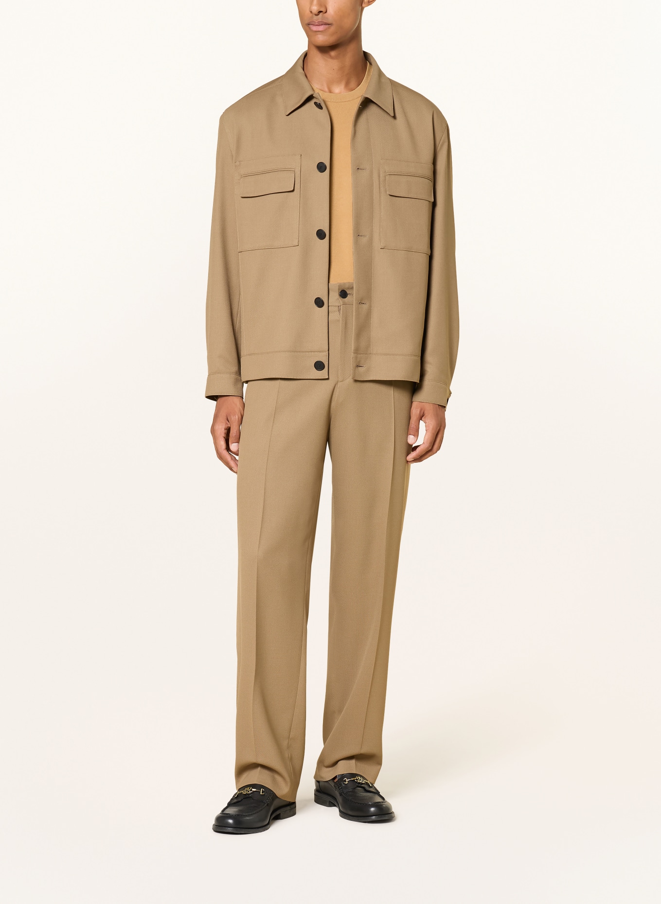 HUGO Gebreid shirt SAN CARL: CAMEL