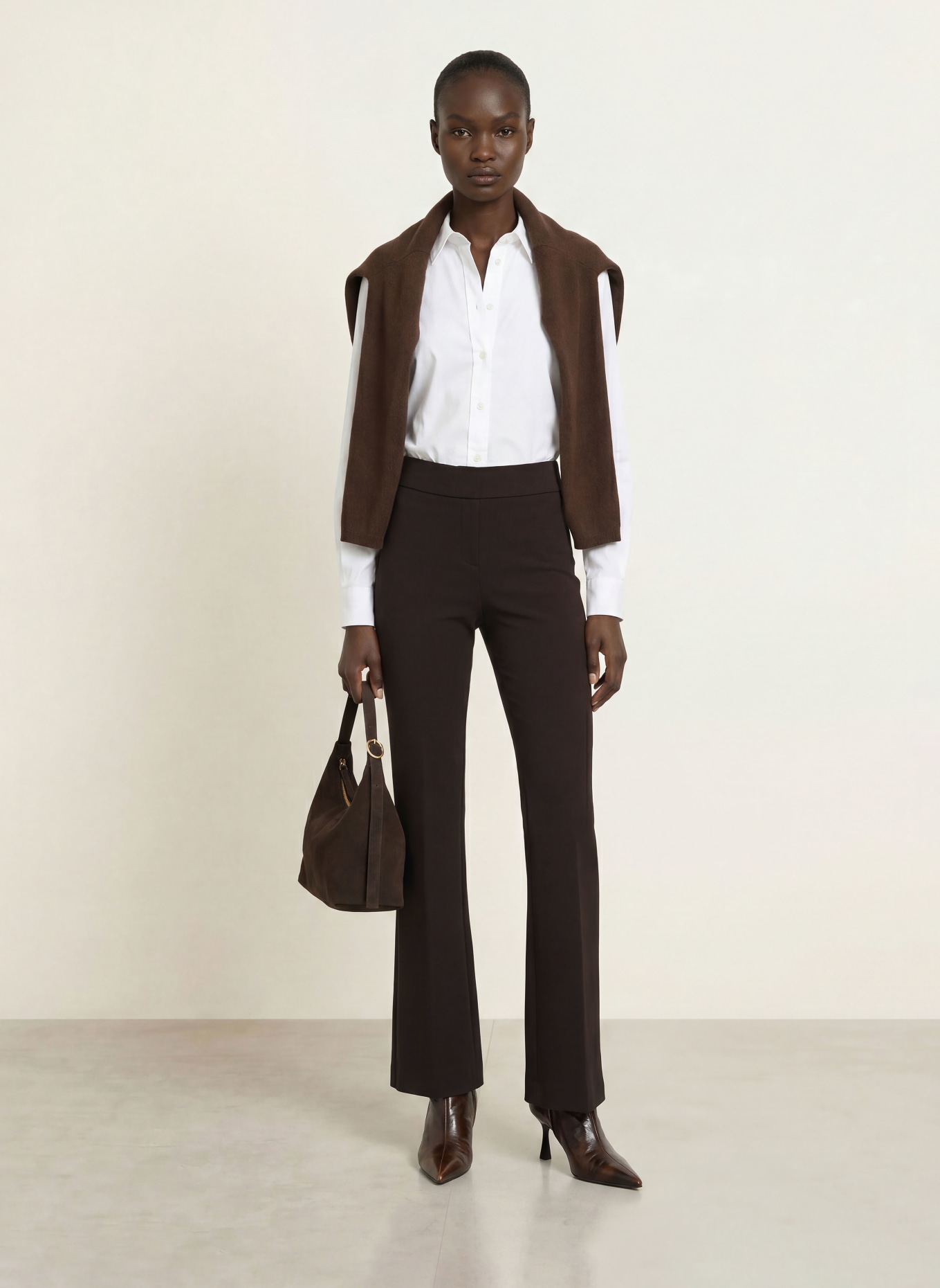 SEDUCTIVE Bootcut-Hose NANOU aus Jersey: DUNKELBRAUN