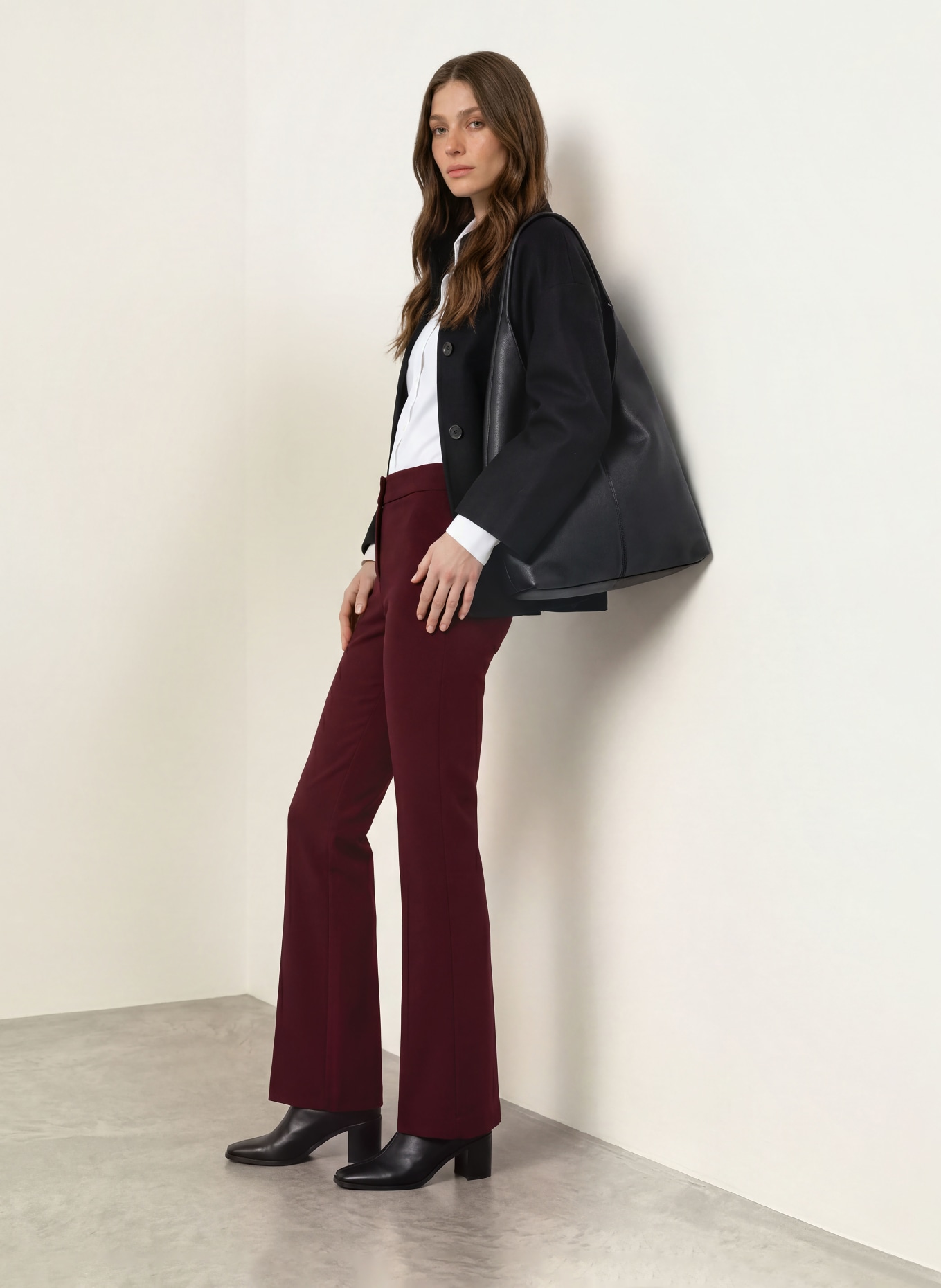 SEDUCTIVE Pantalon bootcut NANOU en jersey: ROUGE FONCÉ