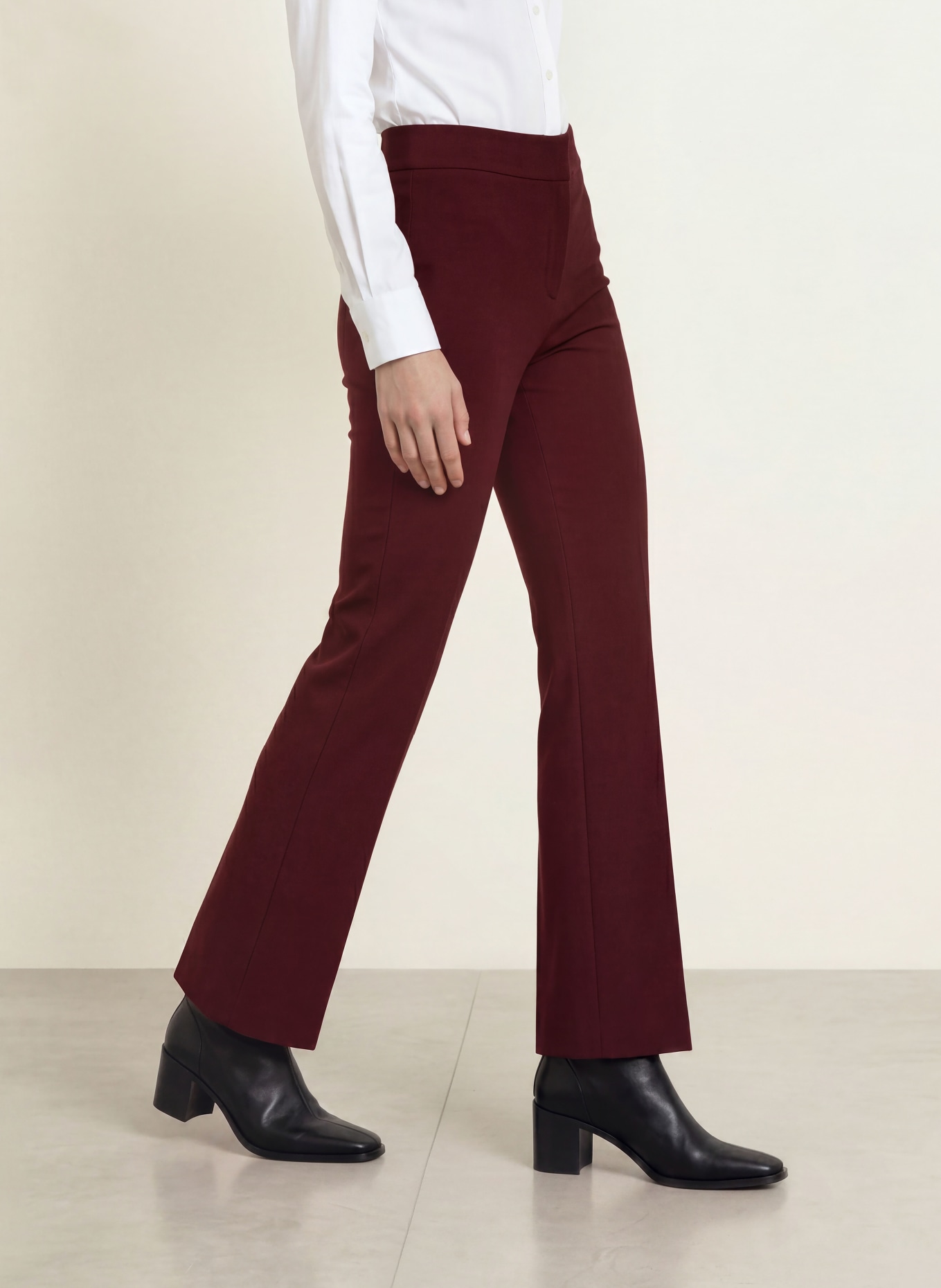 SEDUCTIVE Pantalon bootcut NANOU en jersey: ROUGE FONCÉ