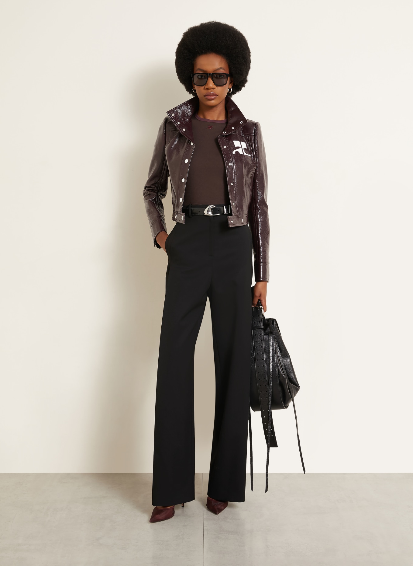 Courrèges T-shirt: DARK BROWN / DARK PURPLE