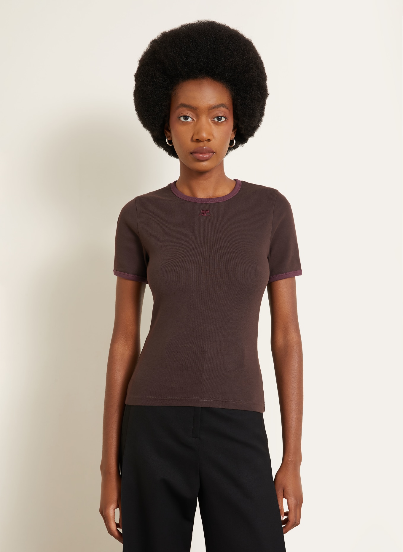 Courrèges T-shirt: DARK BROWN / DARK PURPLE