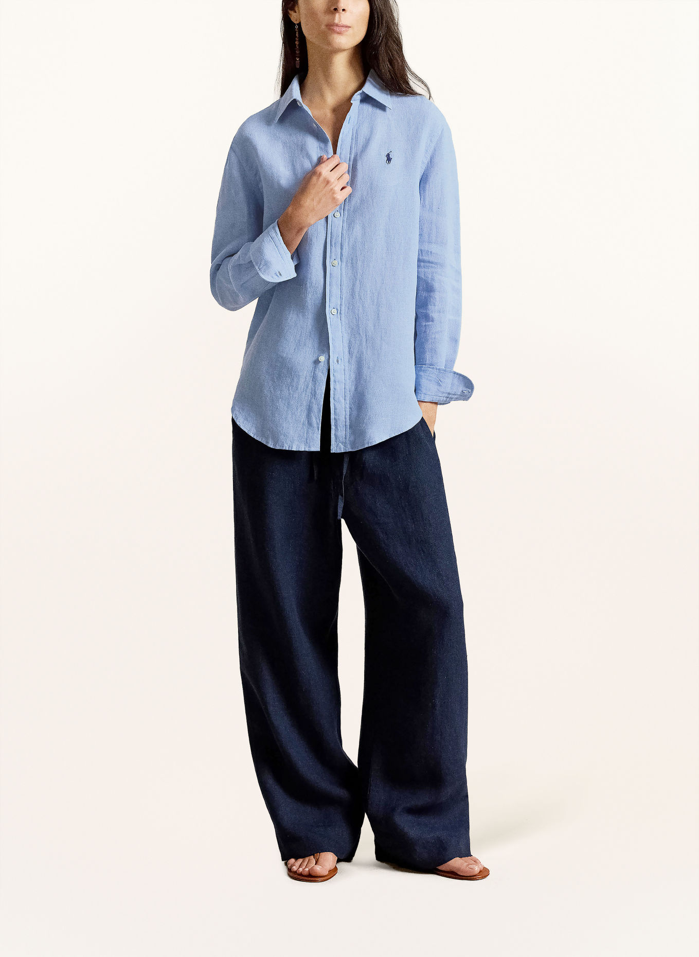 POLO RALPH LAUREN Hemdbluse aus Leinen: HELLBLAU