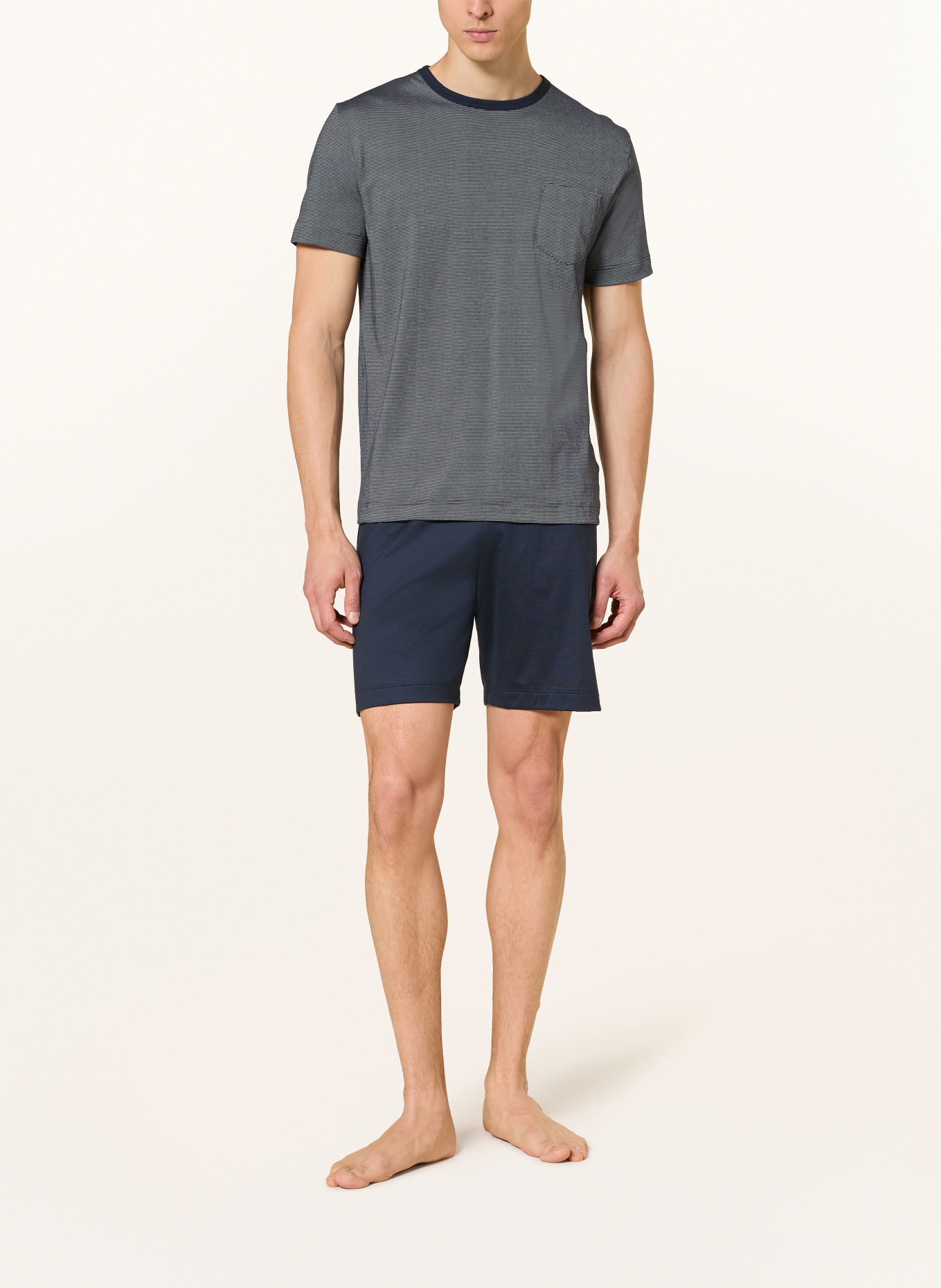 mey Shorty-pyjama serie STRUKTUR: DONKERBLAUW/ WIT GESTREEPT